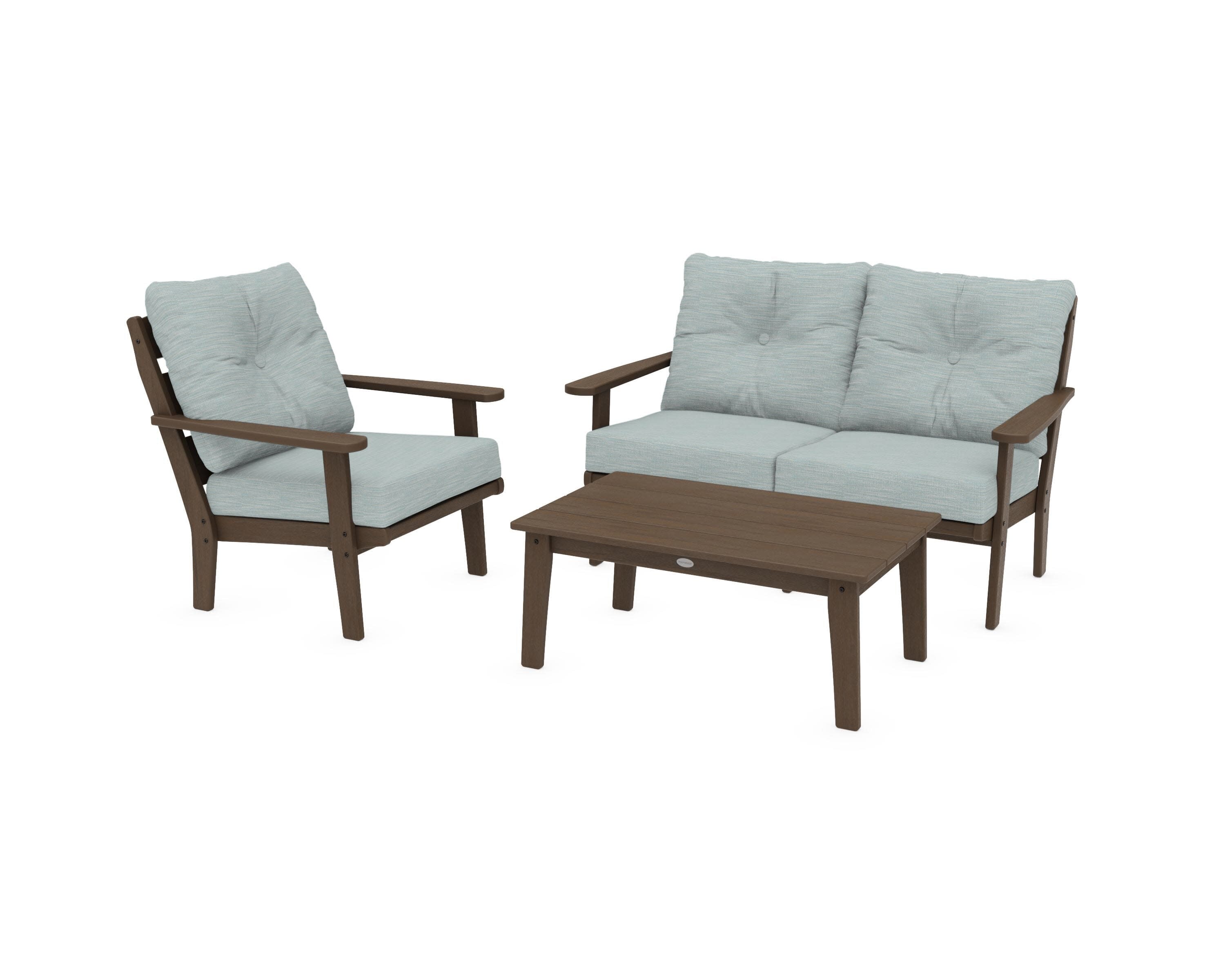 Lakeside 3-Piece Deep Seating Set in Kona / Soothe Mist