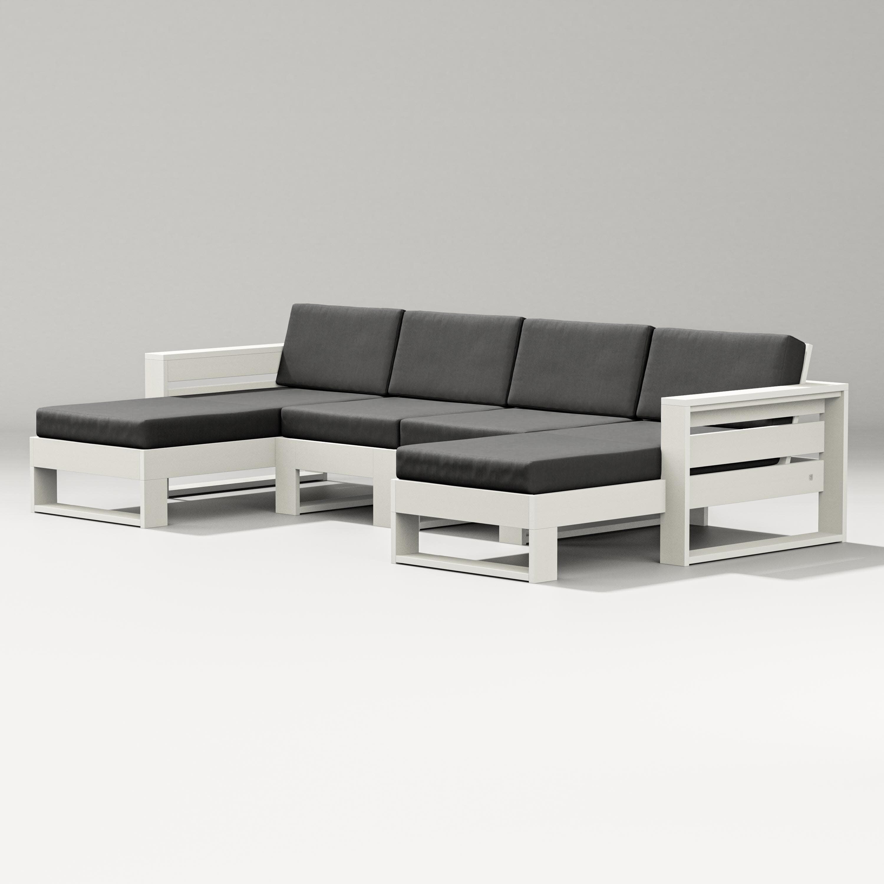 Latitude Double Chaise Sectional in Vintage White / Spectrum Carbon