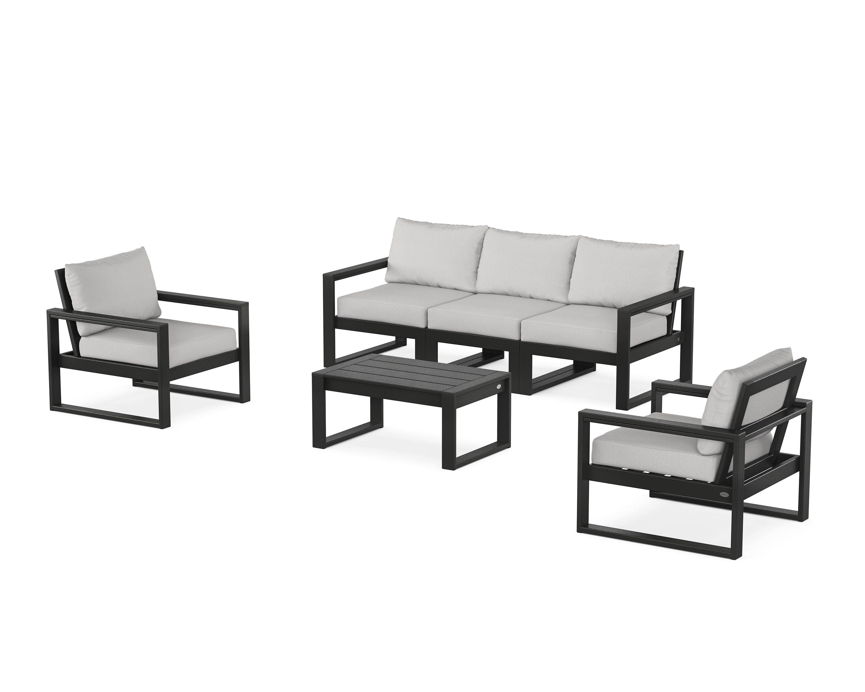 EDGE Sectional 4-Piece Deep Seating Set with Sofa in Black / Diamond in the Rough