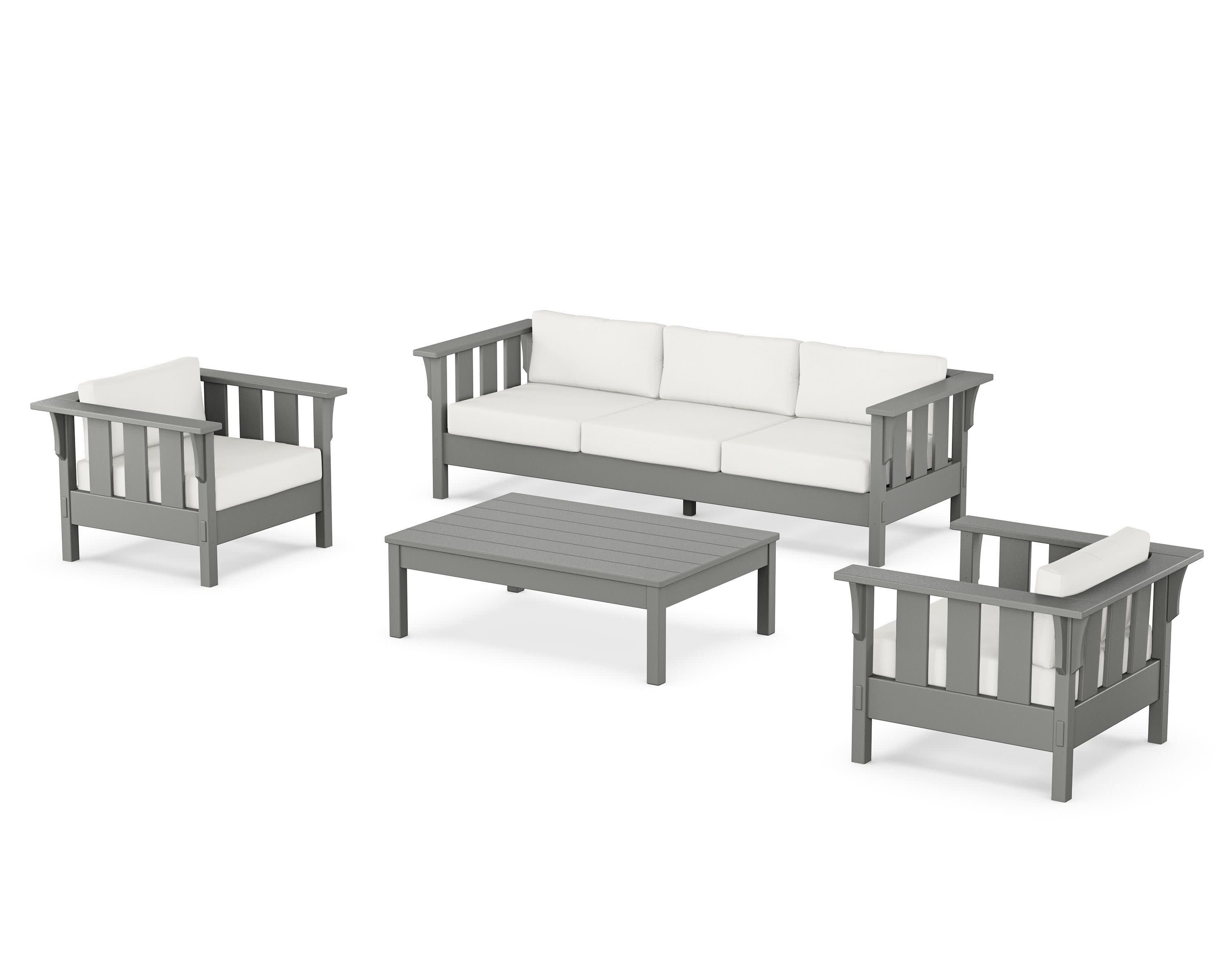 Acadia 4-Piece Deep Seating Set with Sofa in Slate Grey / Natural Linen