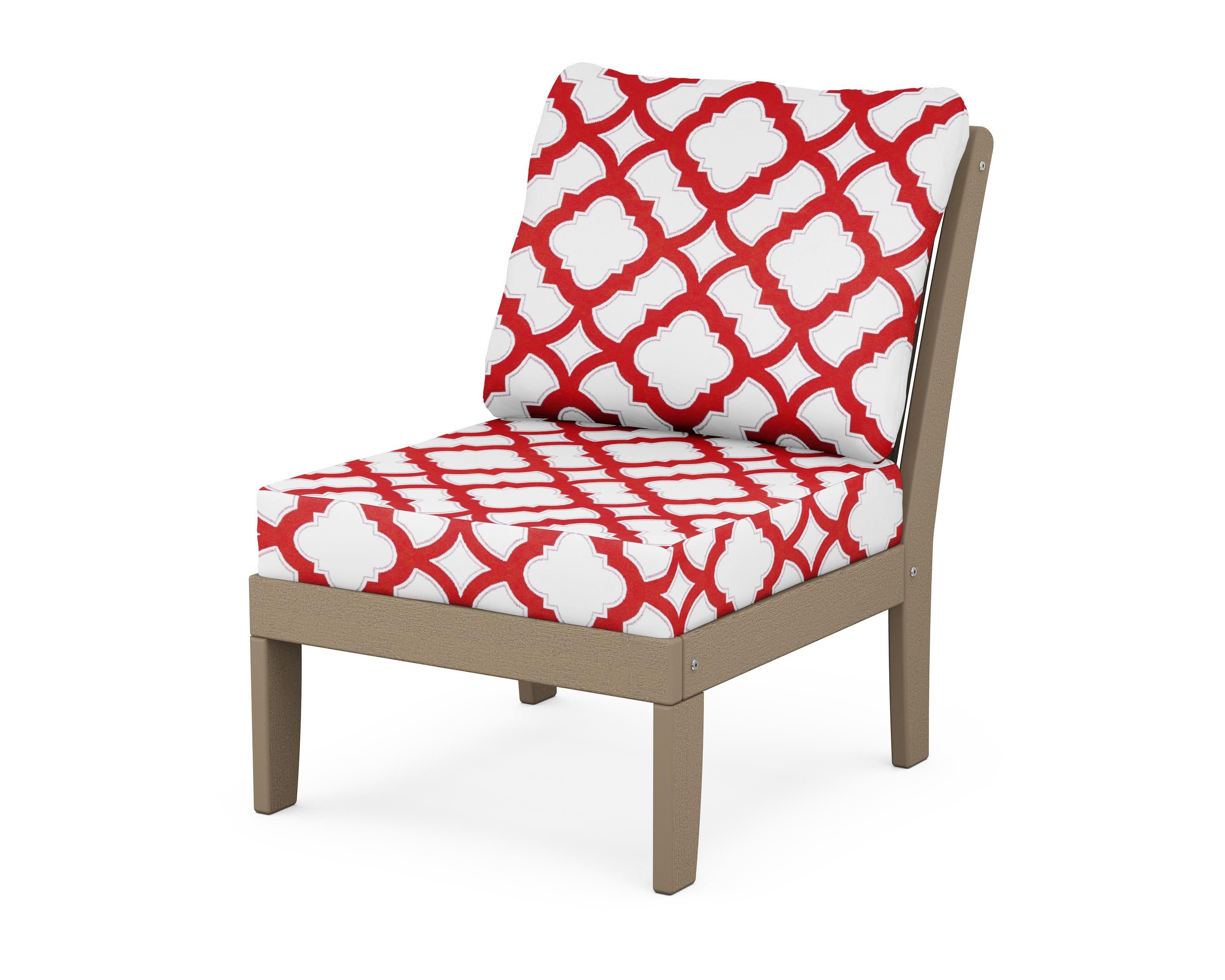 Braxton Modular Armless Chair in Vintage Sahara / Trellis Crimson