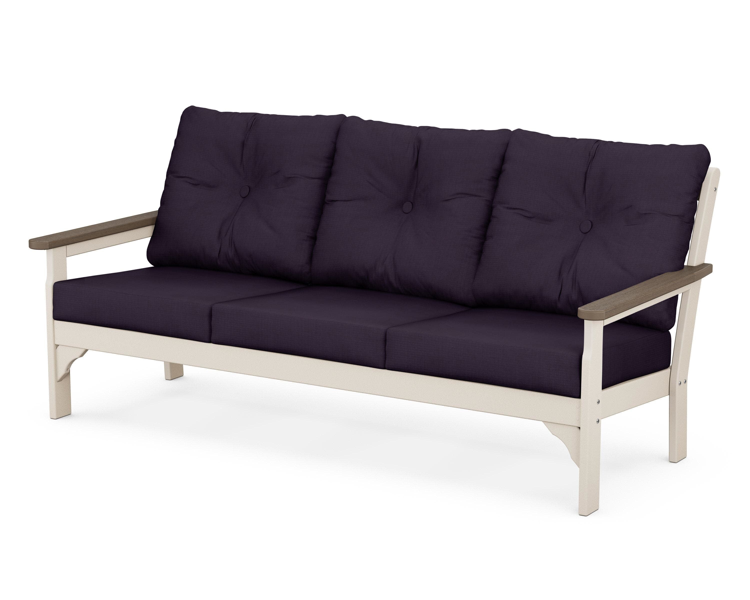 Vineyard Deep Seating Sofa in Sand / Kona / Navy Linen