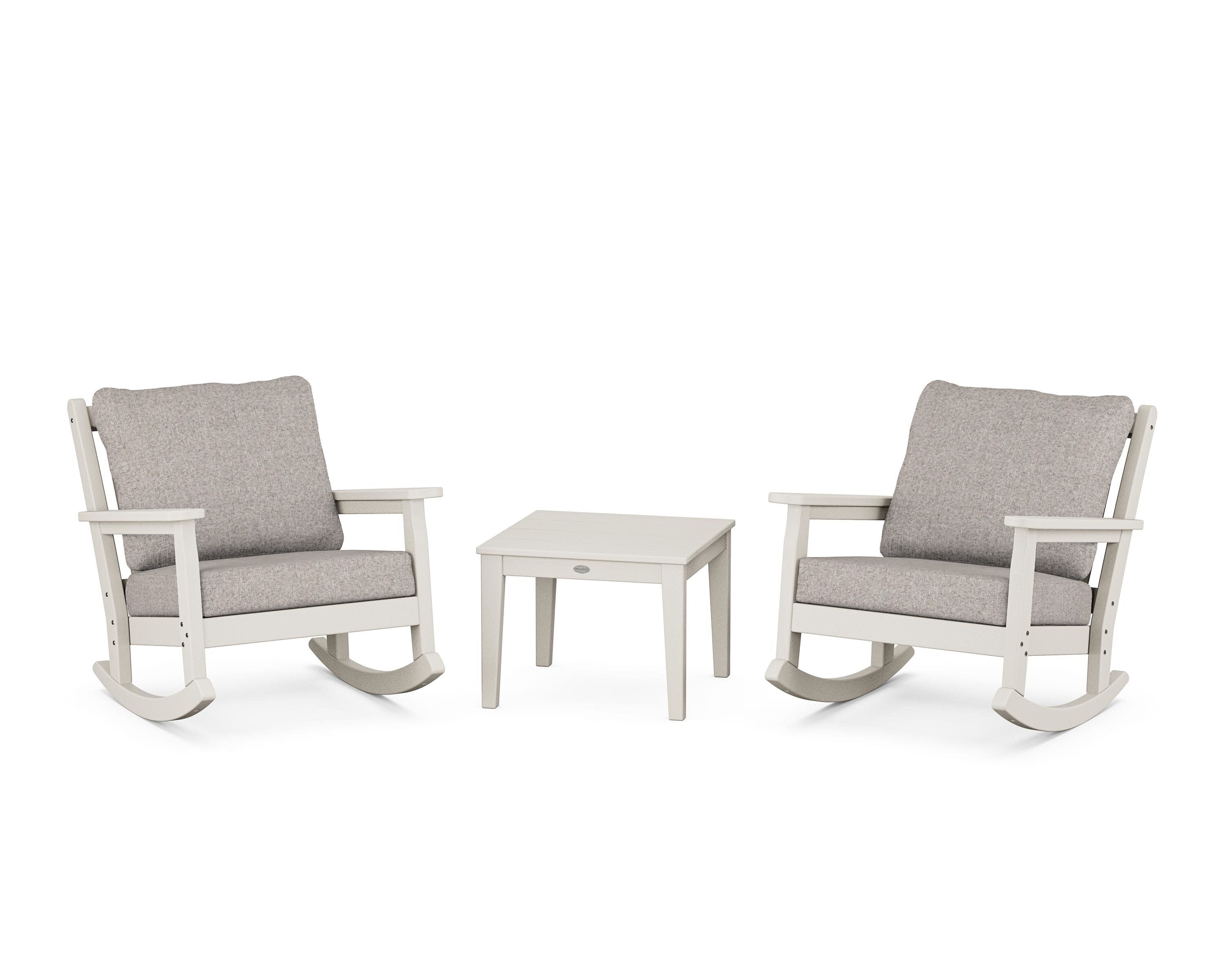 Chippendale 3-Piece Deep Seating Rocker Set in Sand / Weathered Tweed