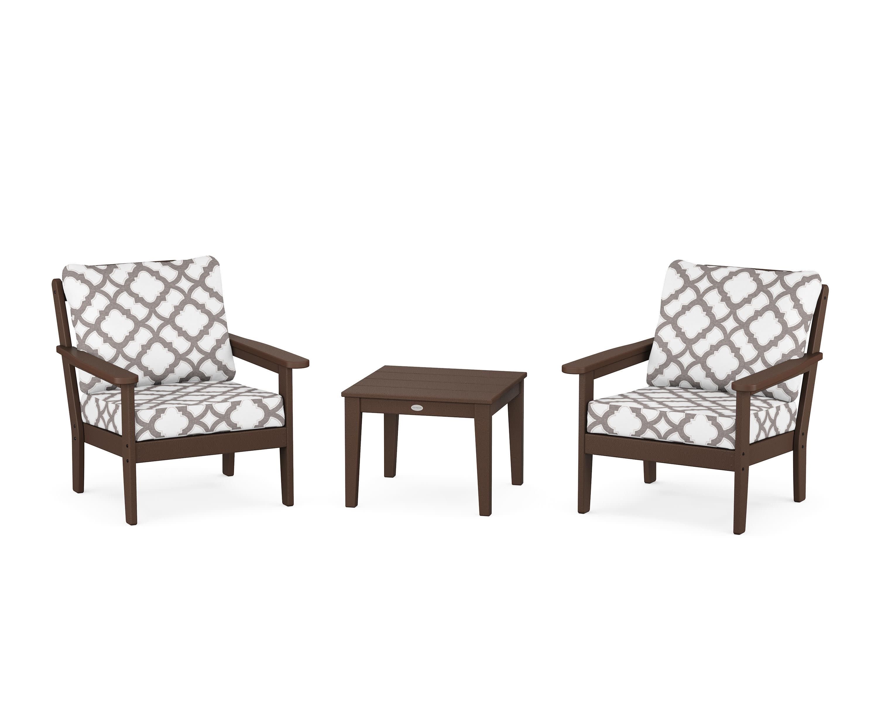 Cottage 3-Piece Deep Seating Set in Mahogany / Trellis Grey Mist