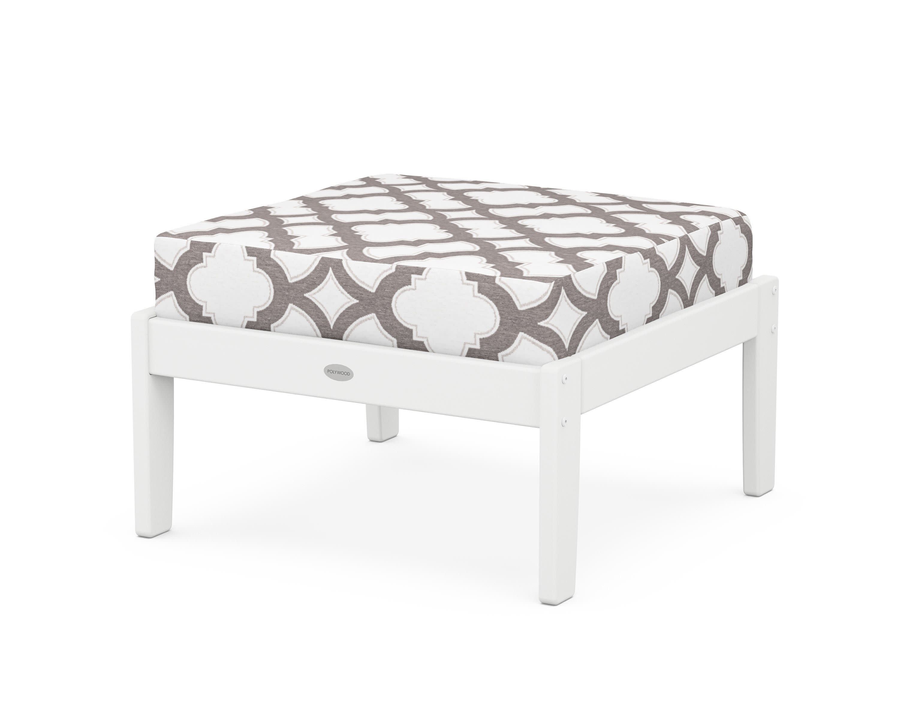 Braxton Deep Seating Ottoman in White / Trellis Grey Mist