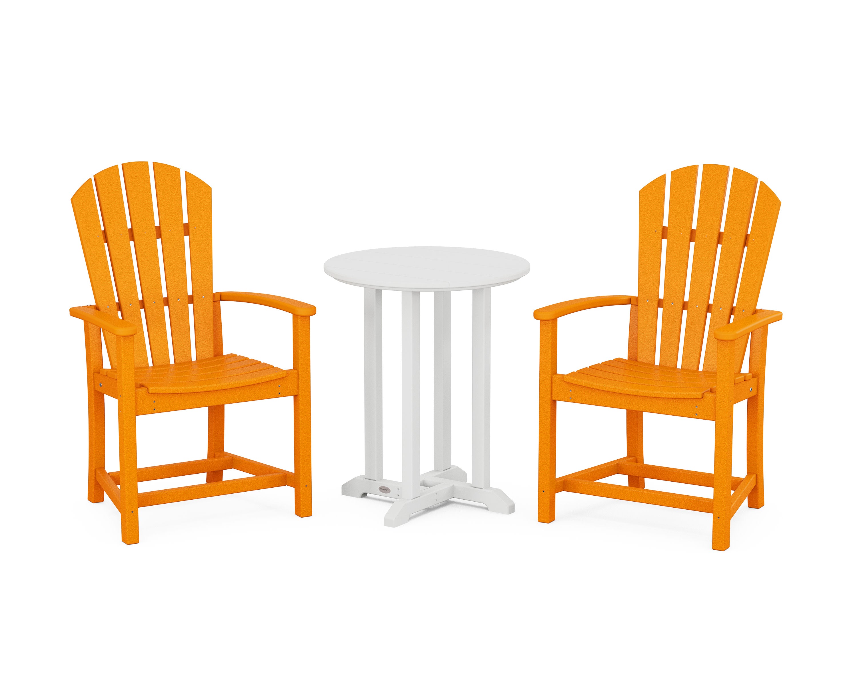 Palm Coast 3-Piece Round Farmhouse Bistro Dining Set in Tangerine / White