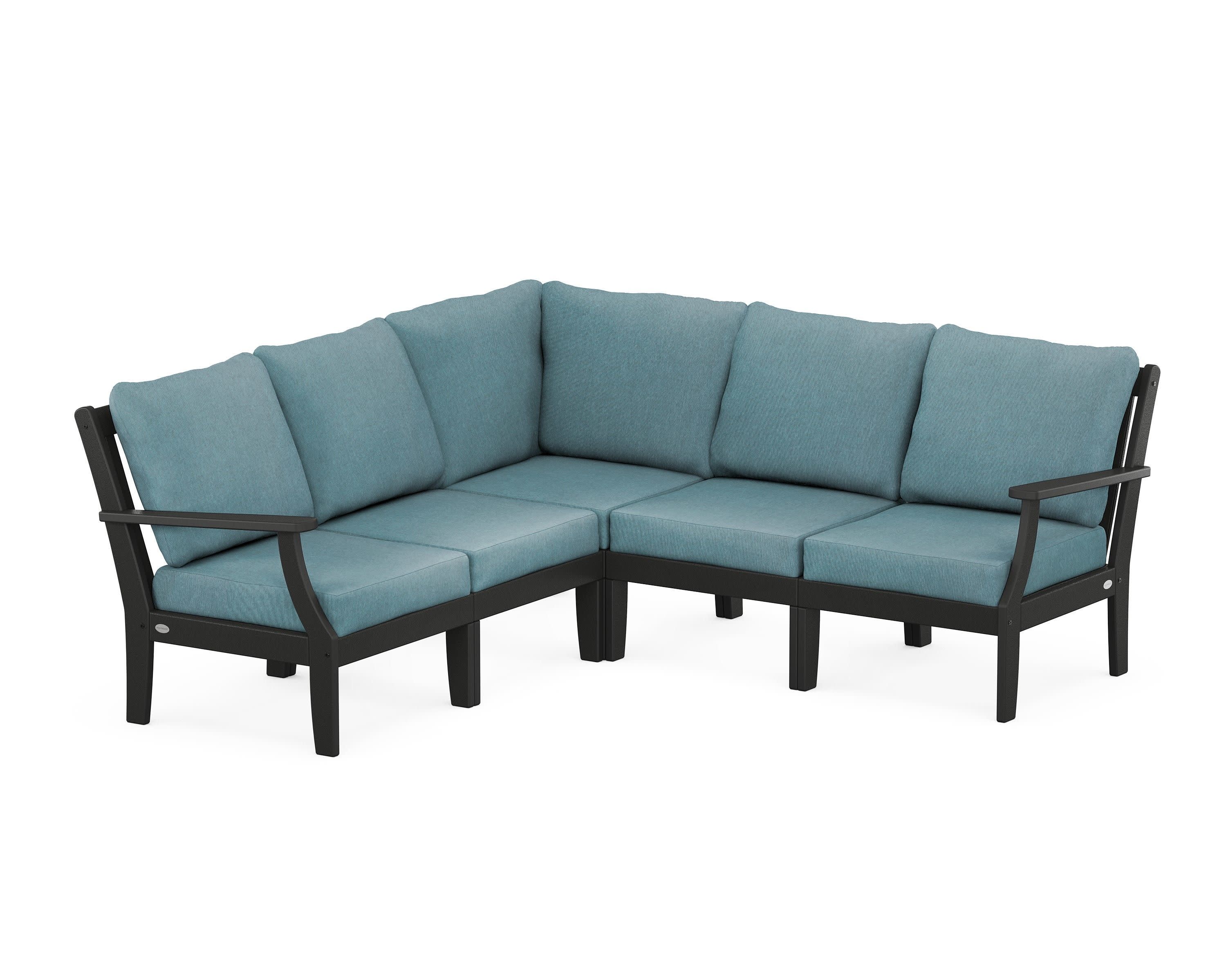 Braxton Modular 5-Piece Deep Seating Set in Black / Ocean Teal