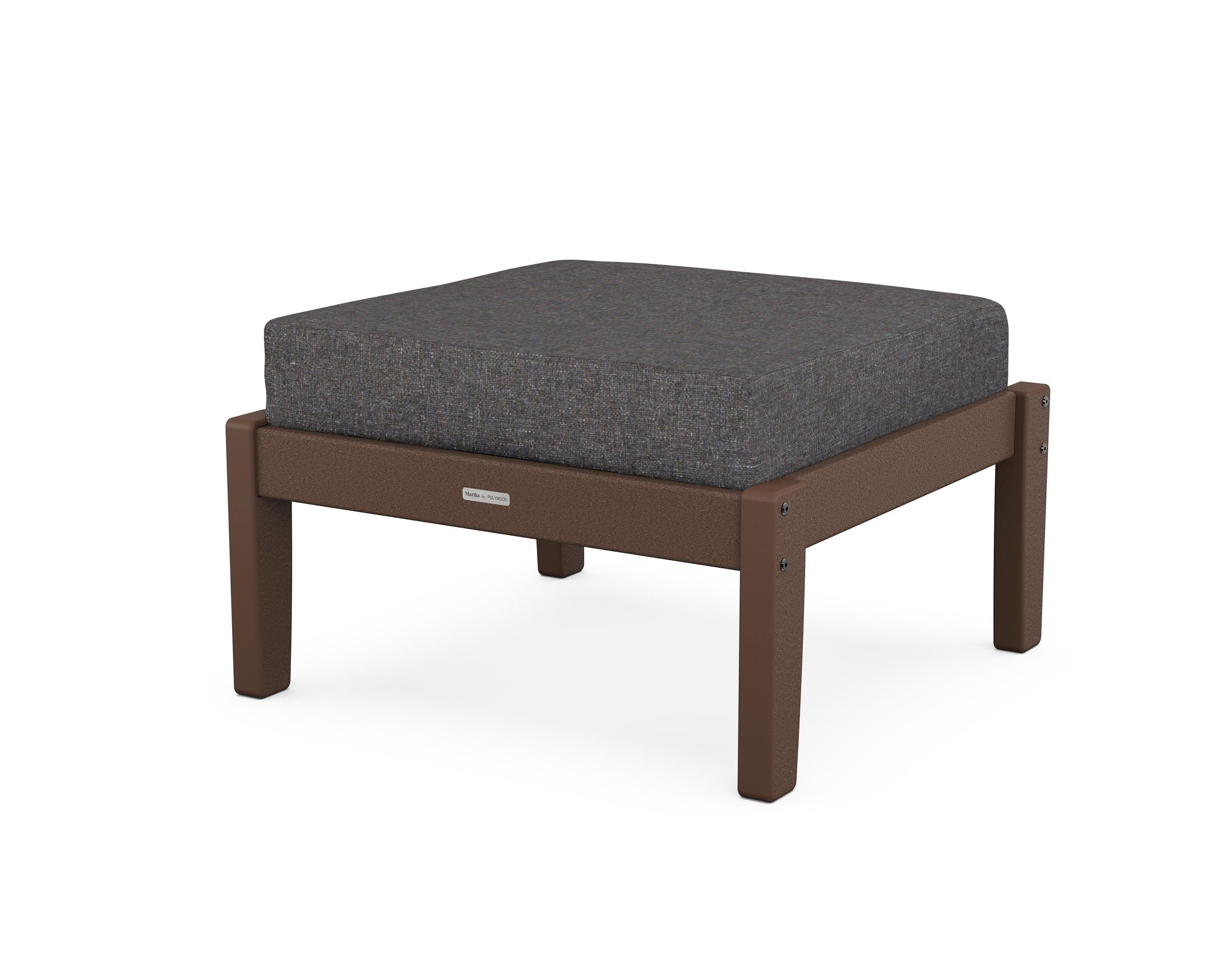 Chinoiserie Deep Seating Ottoman in Mahogany / Ash Charcoal