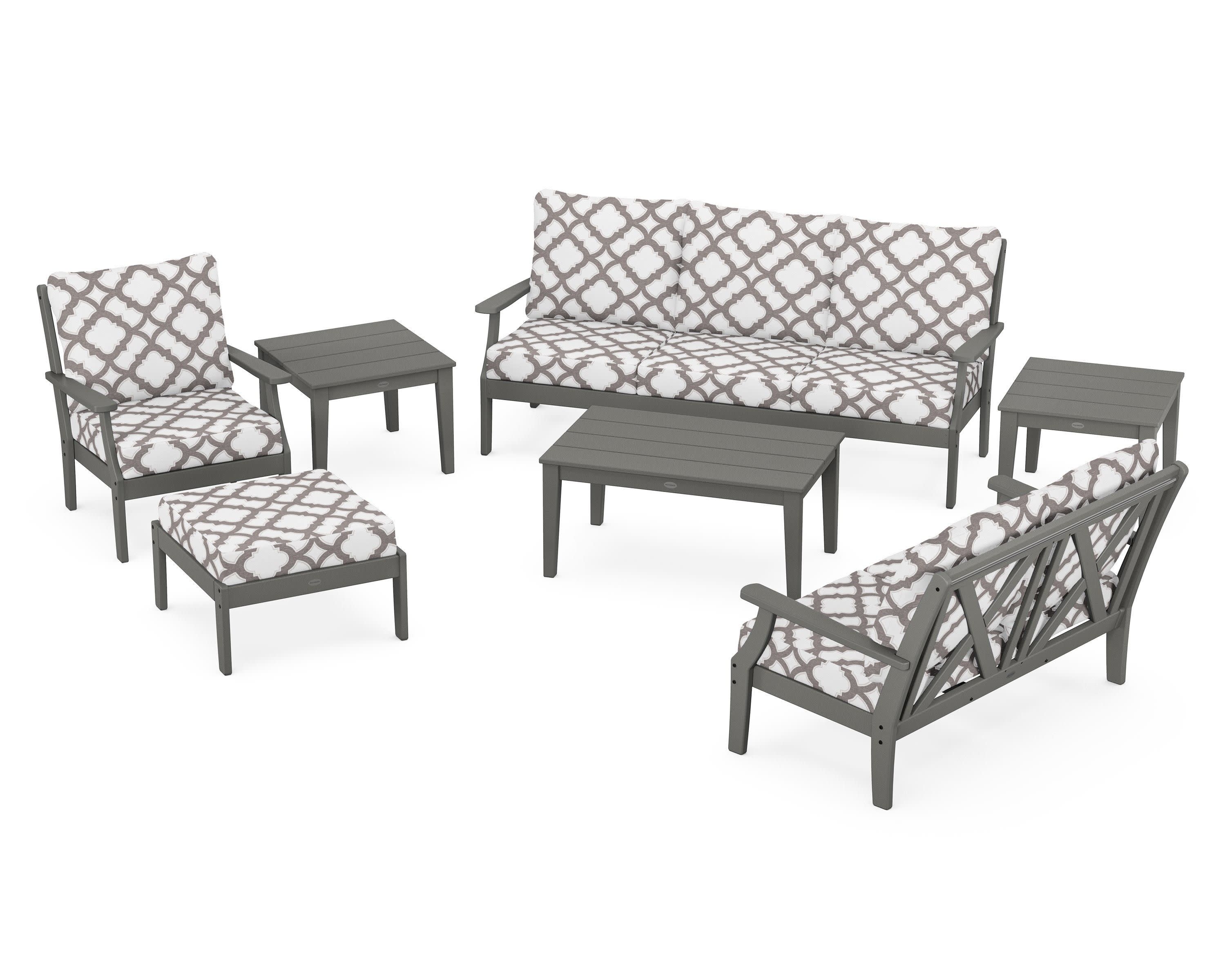 Braxton 7-Piece Deep Seating Set in Slate Grey / Trellis Grey Mist