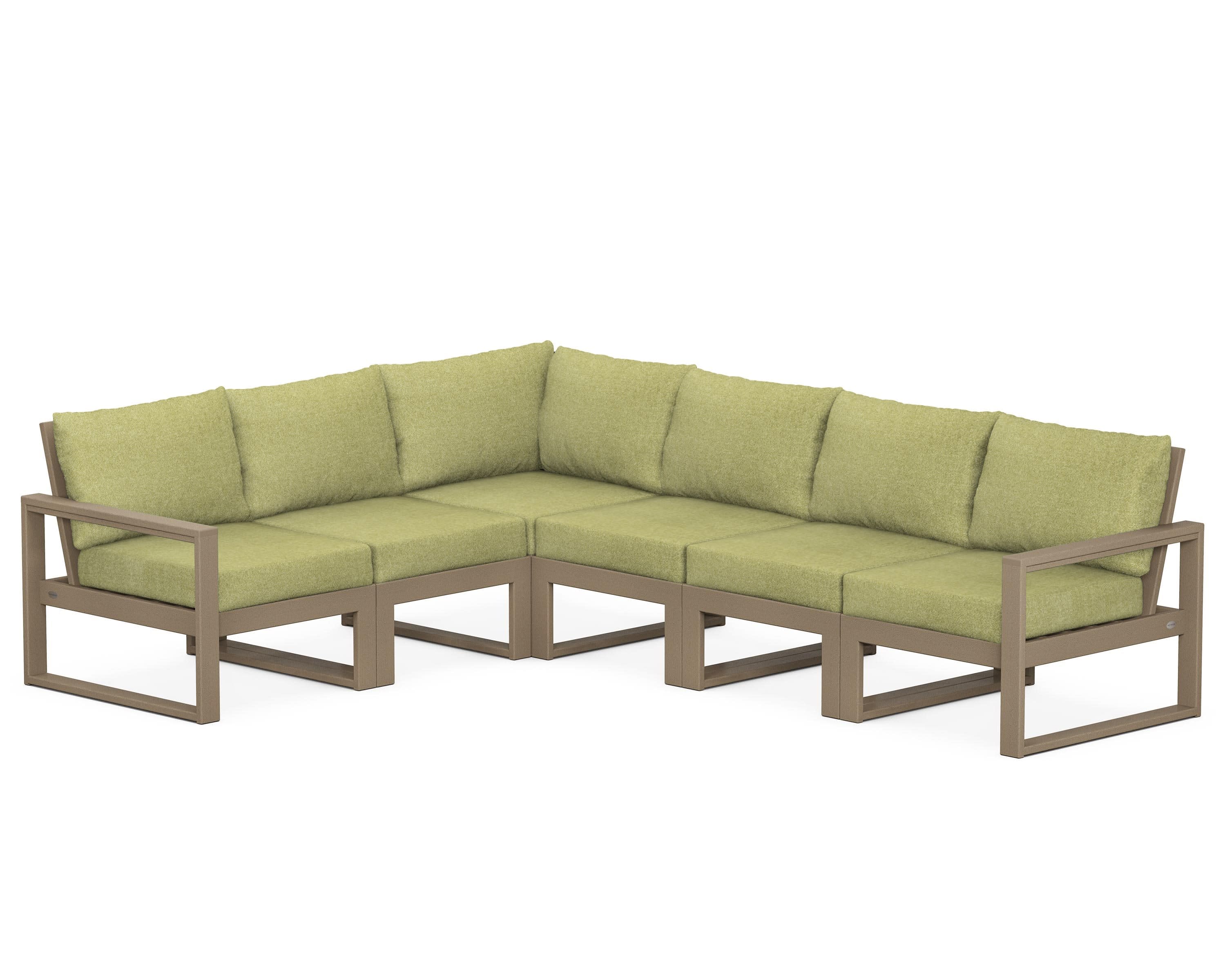EDGE 6-Piece Modular Deep Seating Set in Vintage Sahara / Chartreuse Boucle