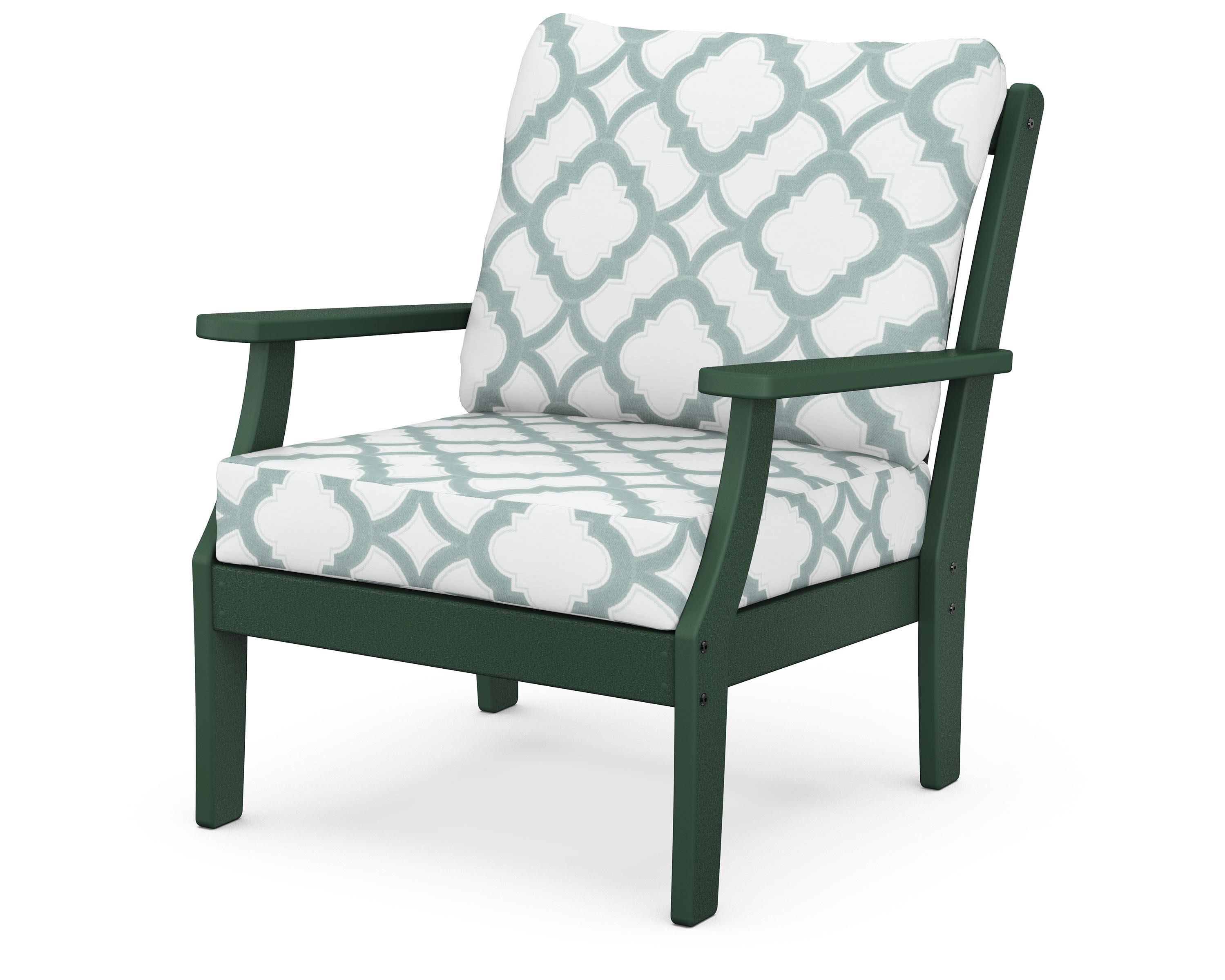 Braxton Deep Seating Chair in Green / Trellis Glacier Spa