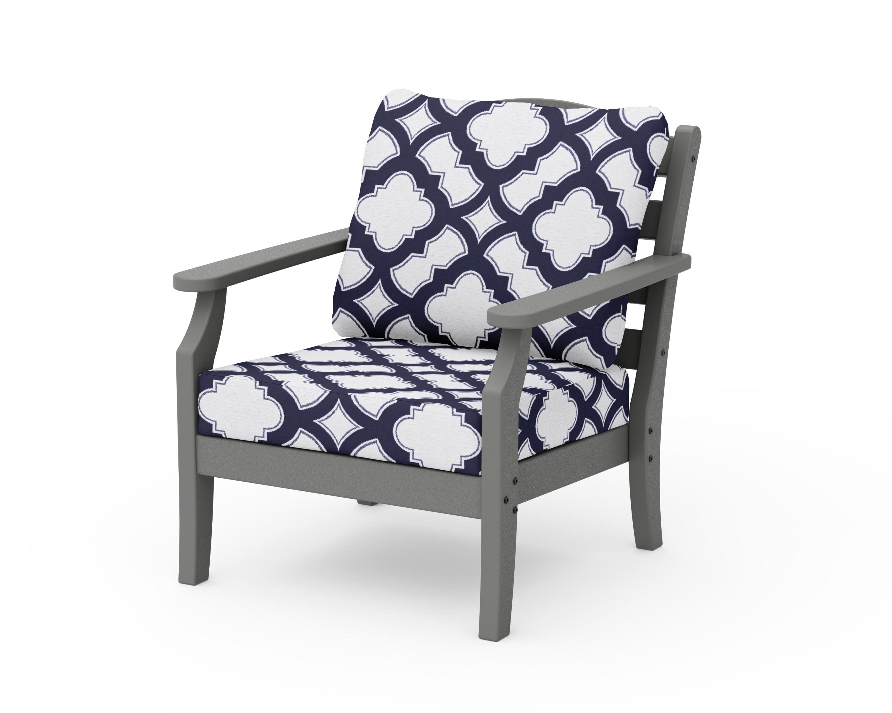 Savannah Deep Seating Chair in Slate Grey / Trellis Navy