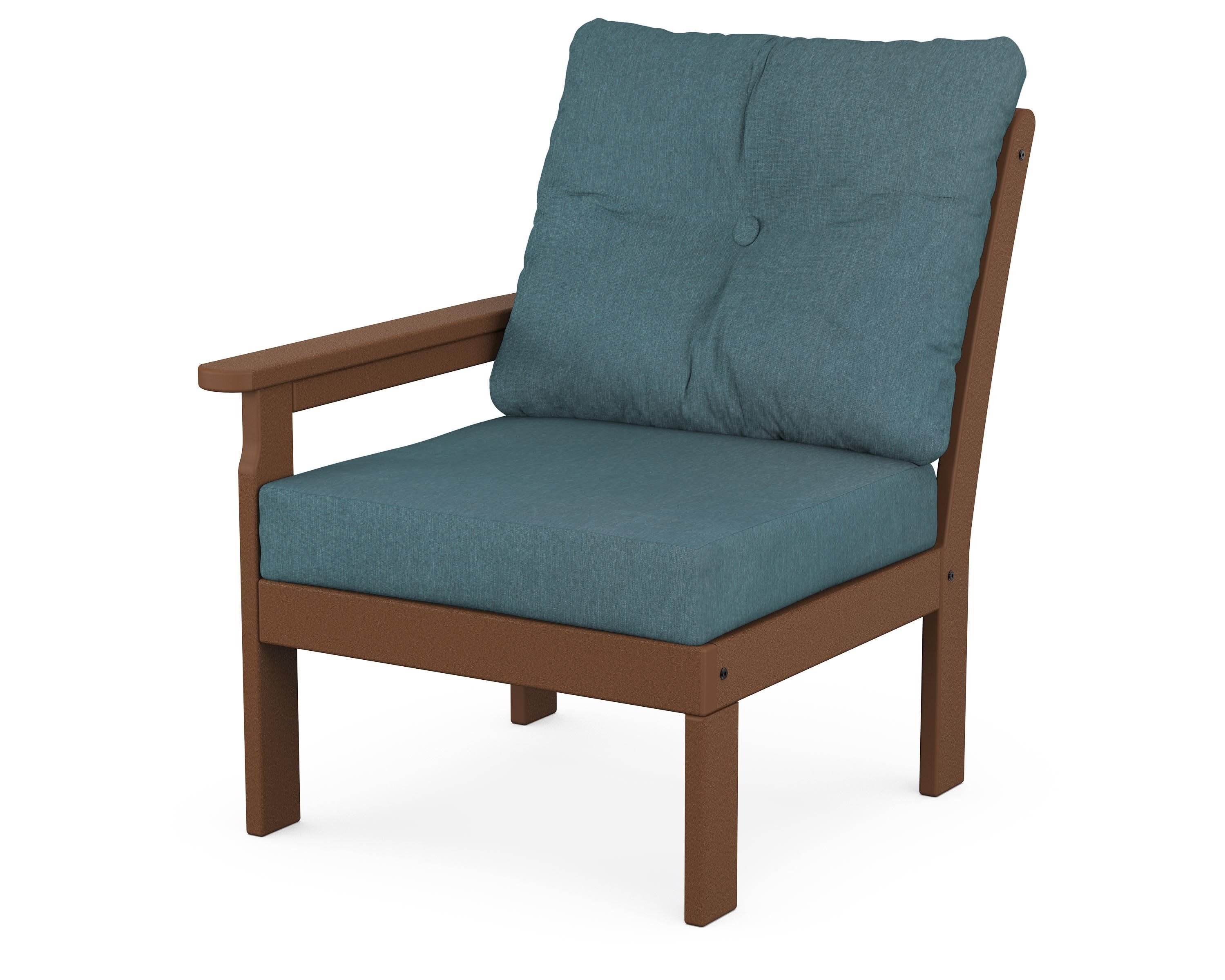 Vineyard Modular Left Arm Chair in Teak / Ocean Teal