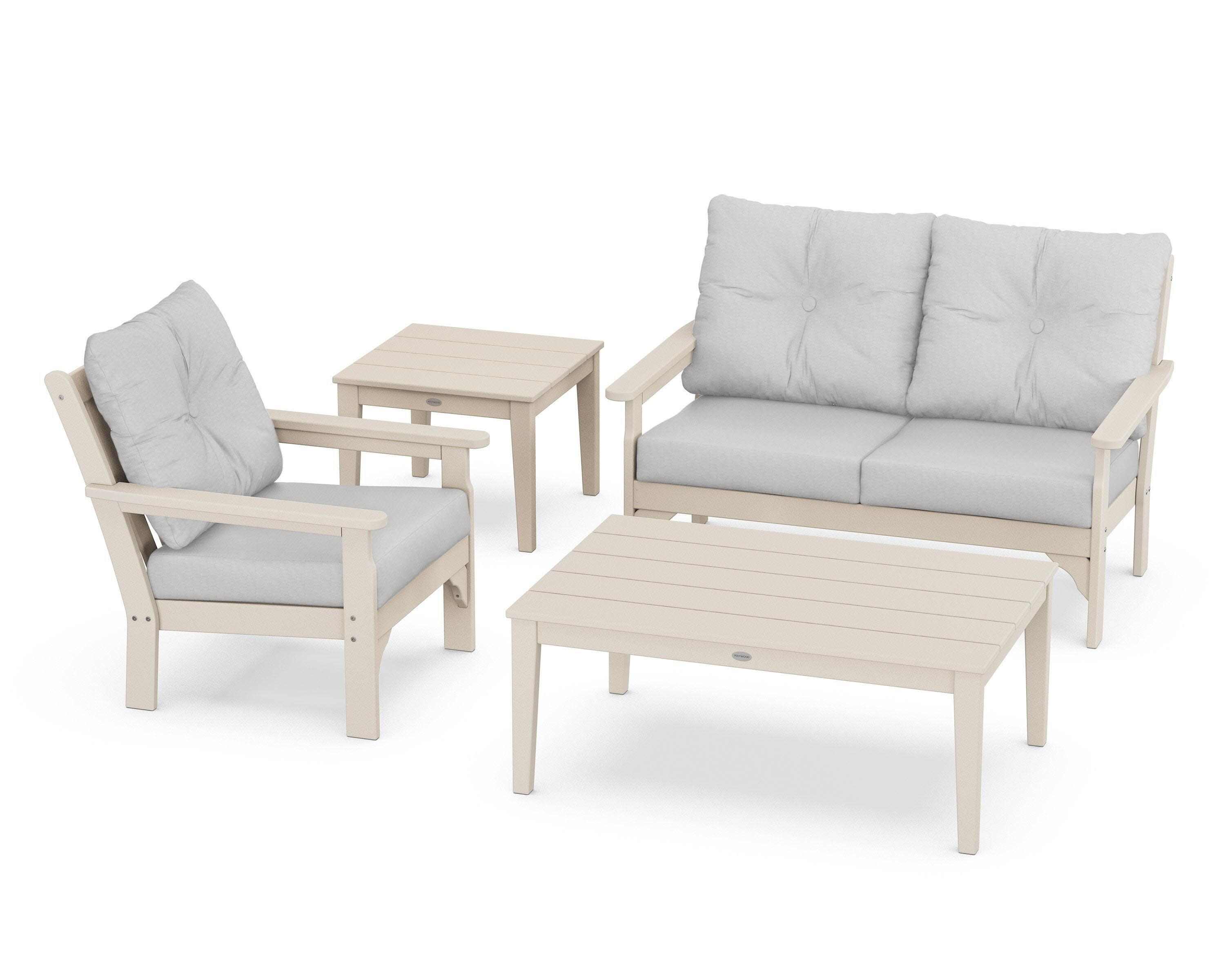 Vineyard 4-Piece Deep Seating Set in Sand / Diamond in the Rough