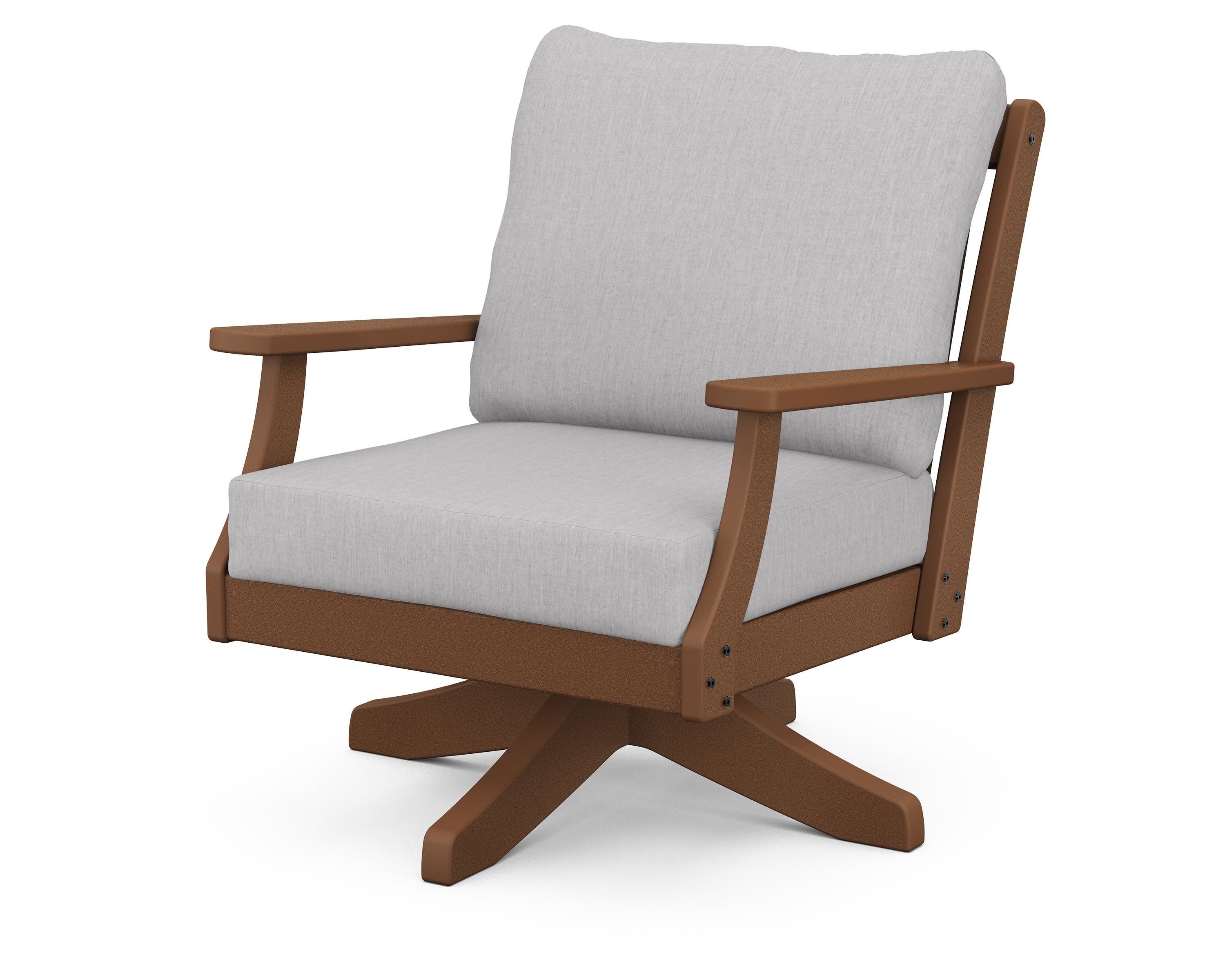 Braxton Deep Seating Swivel Chair in Teak / Granite