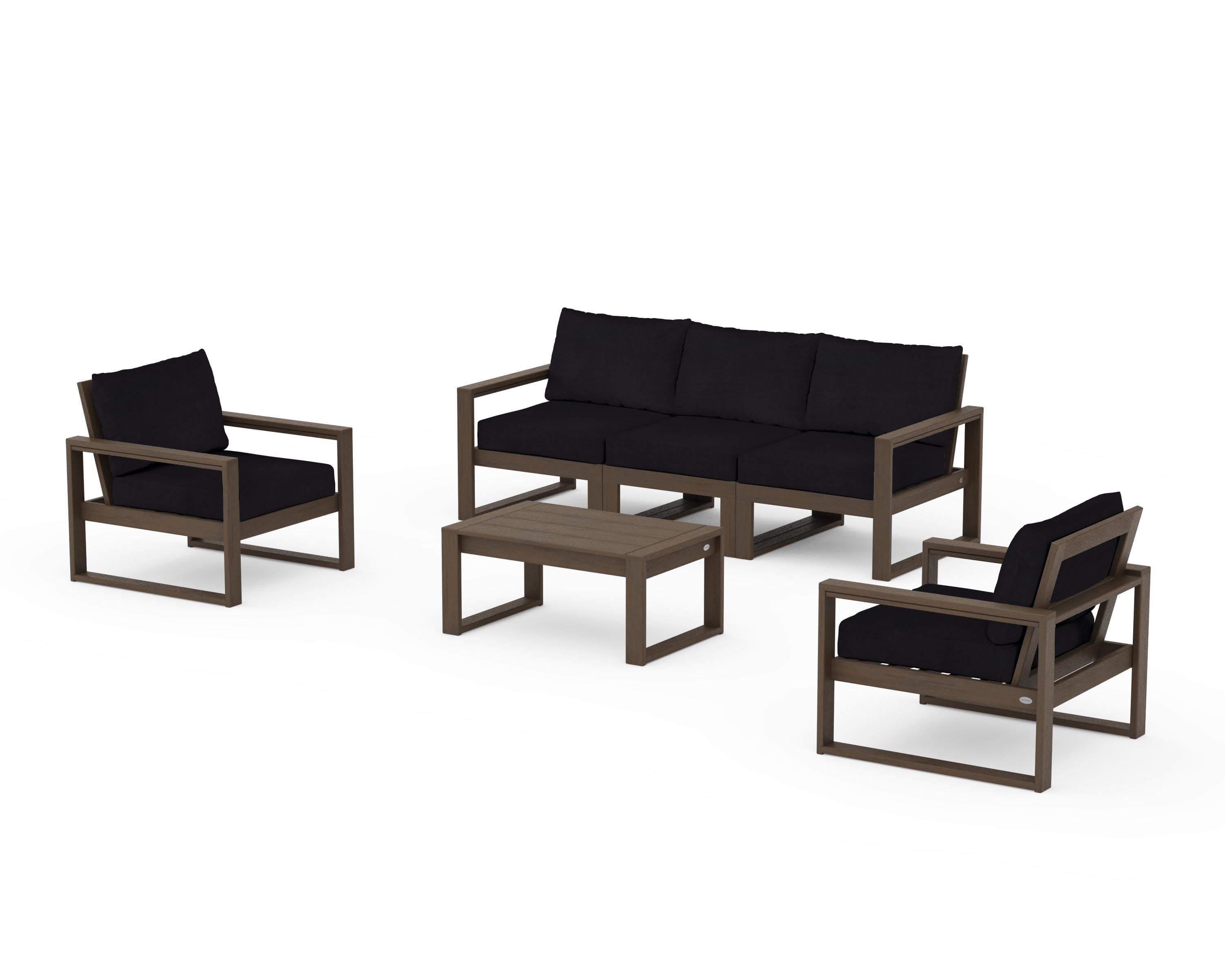 EDGE Sectional 4-Piece Deep Seating Set with Sofa in Kona / Midnight Linen