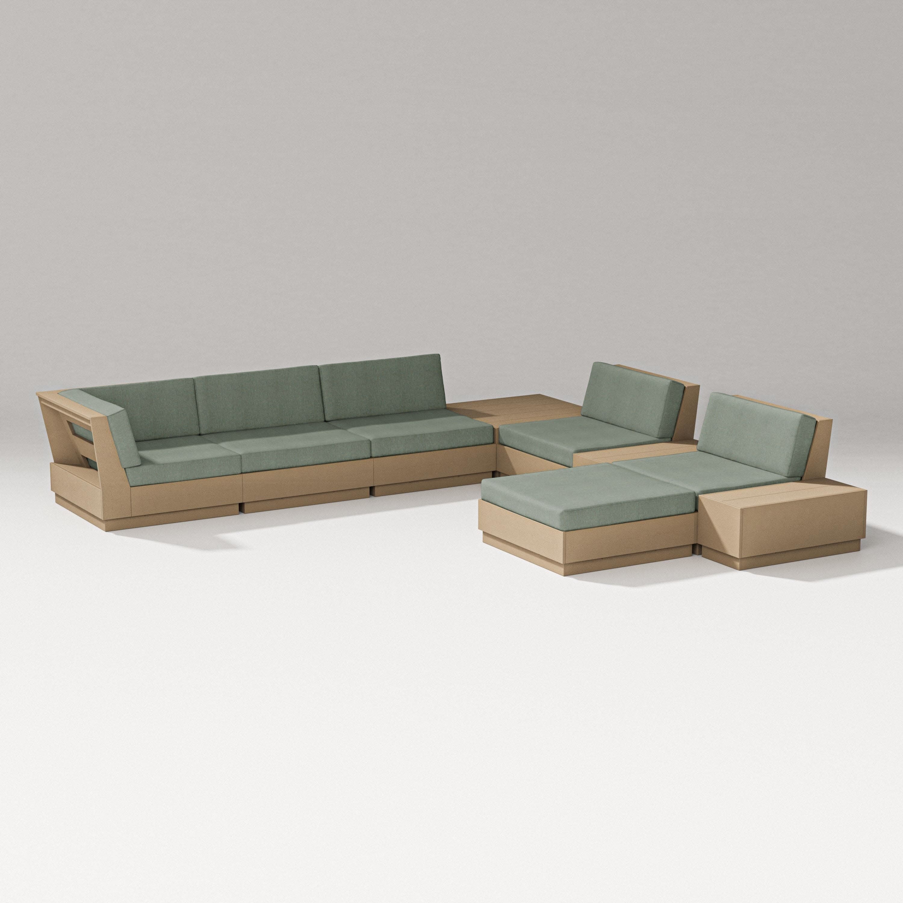Elevate 9-Piece Conversation Sectional in Vintage Sahara / Cast Sage
