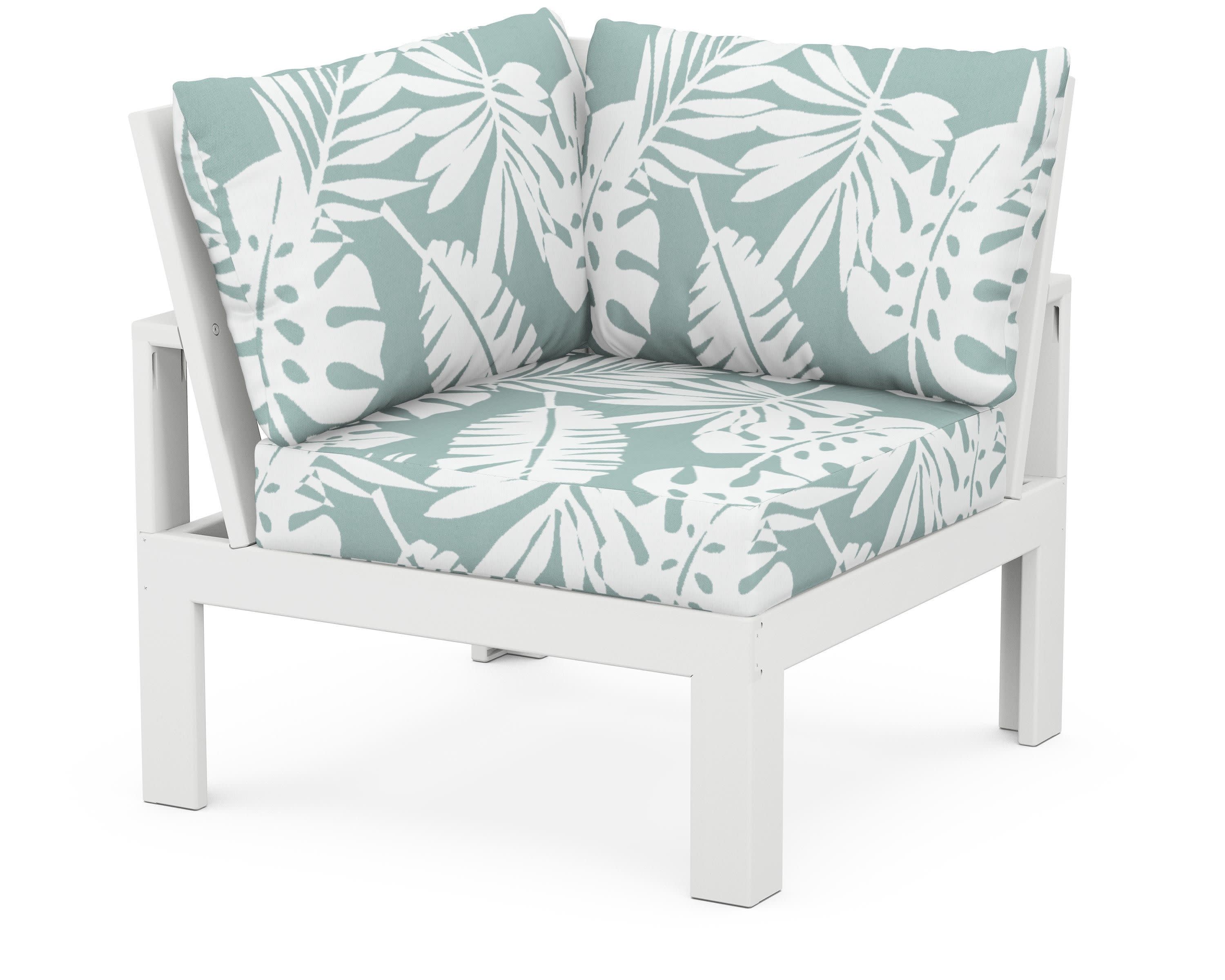 Modular Corner Chair in White / Leaf Glacier Spa