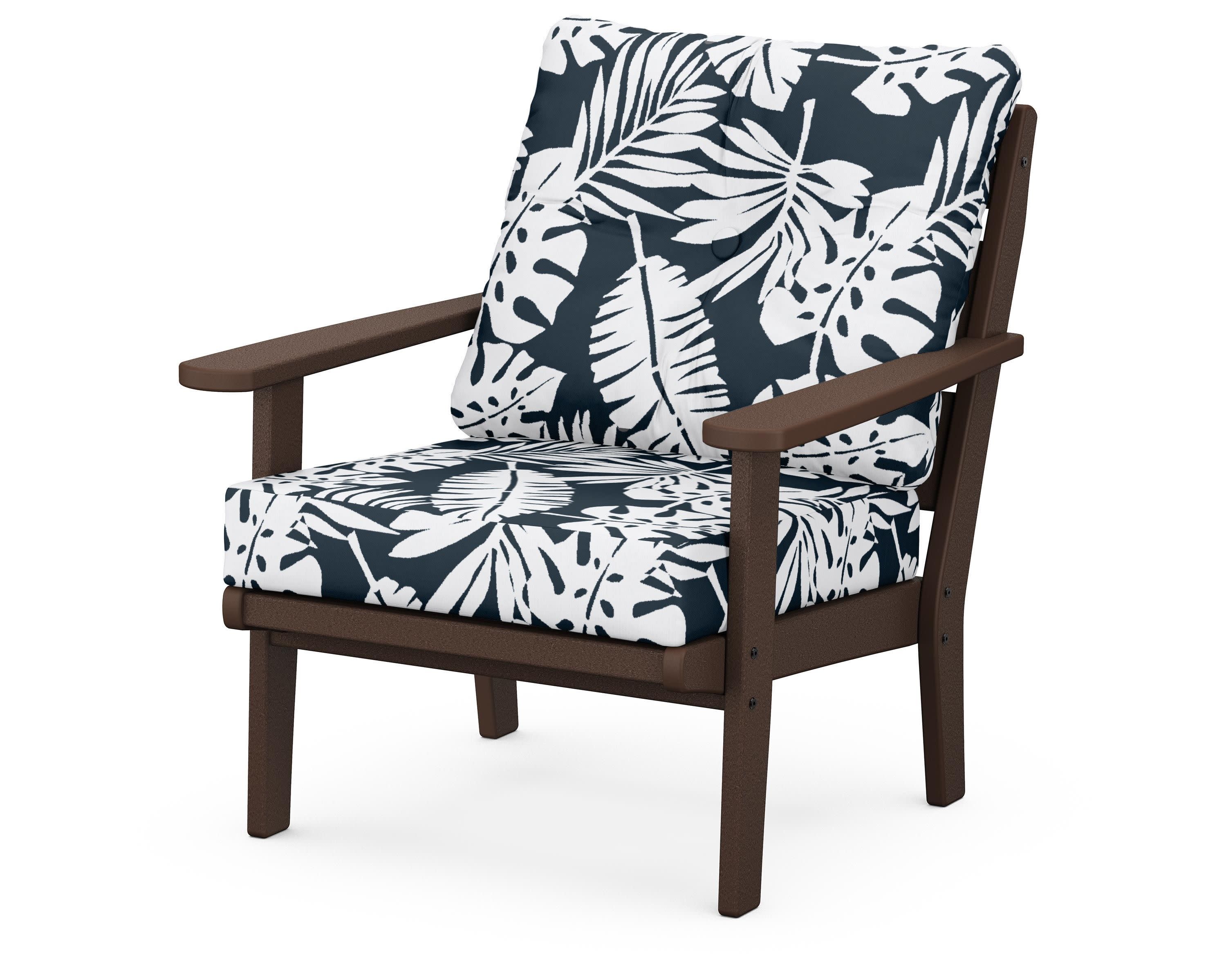 Lakeside Deep Seating Chair in Mahogany / Leaf Marine Indigo