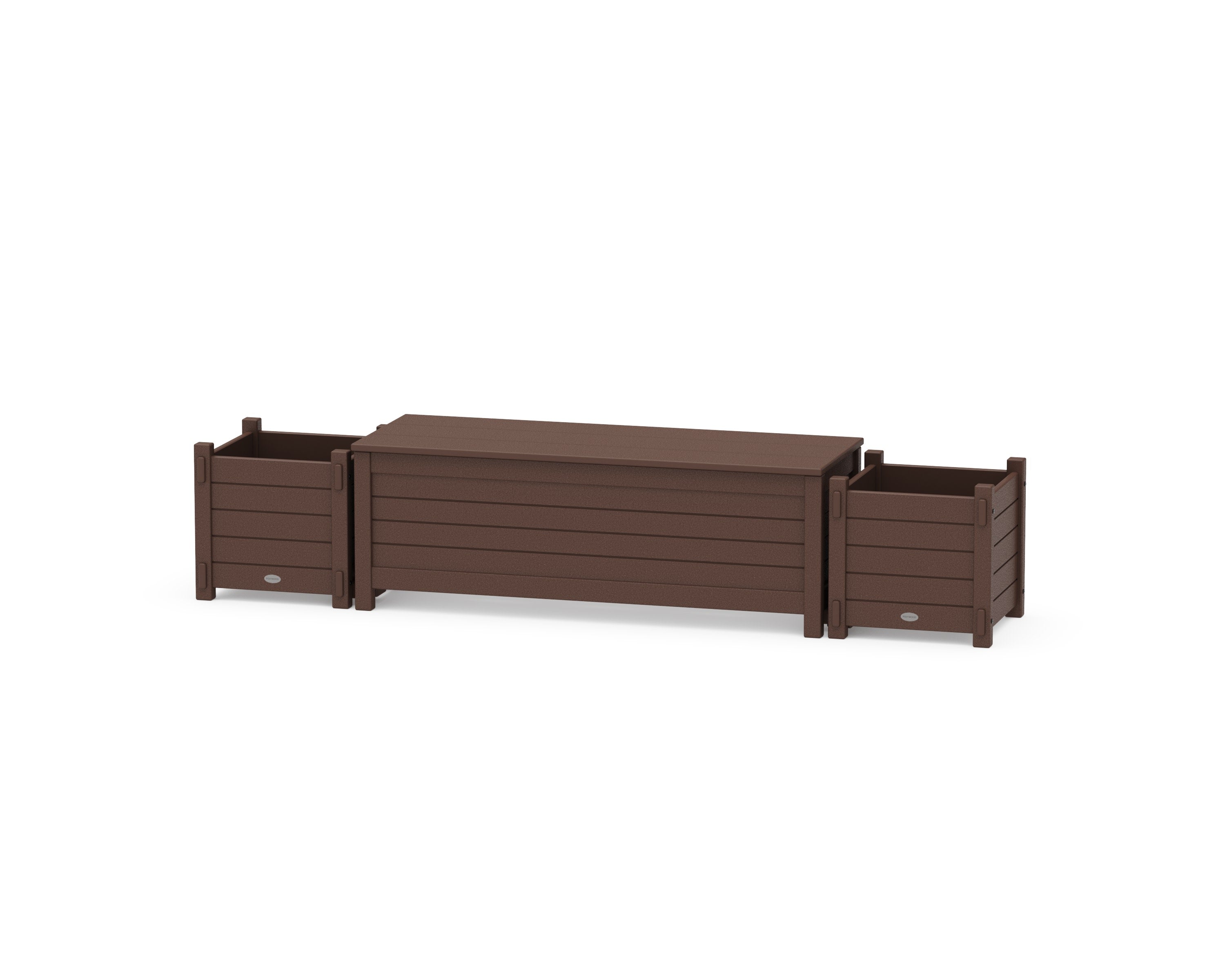48" Nautical Straight Planter Storage Bench Set in Mahogany