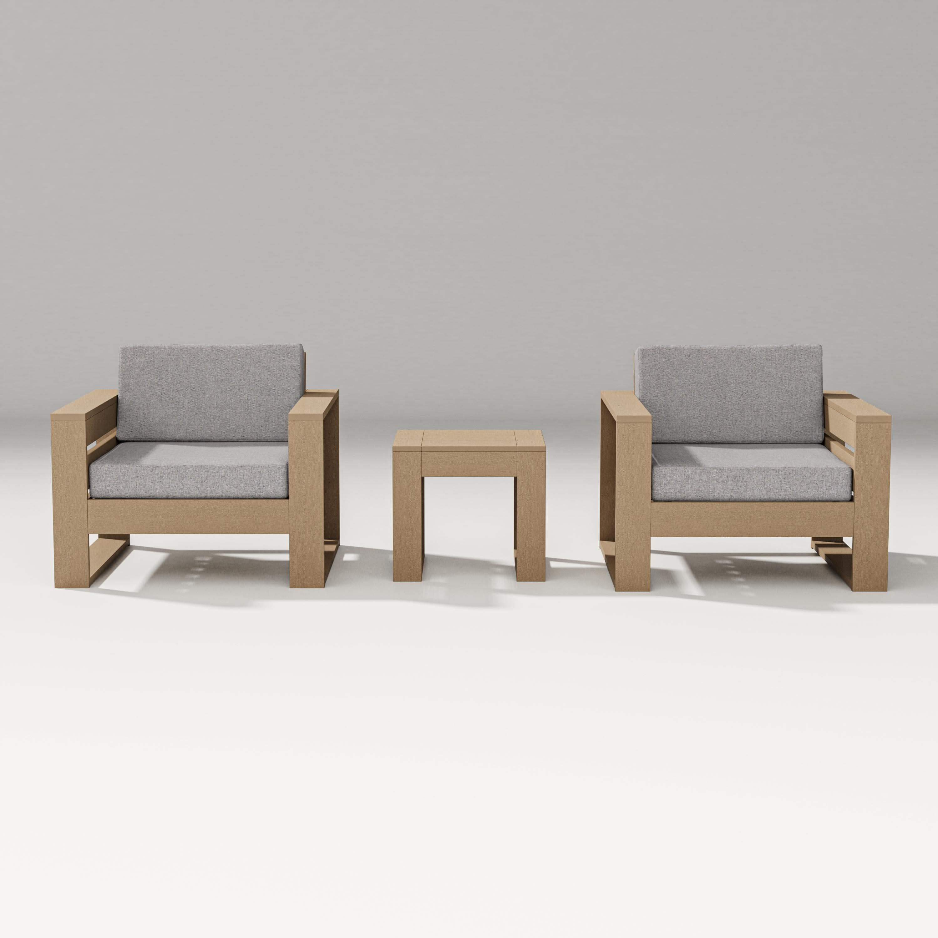 Latitude 3-Piece Lounge Chair Set in Vintage Sahara / Grey Mist