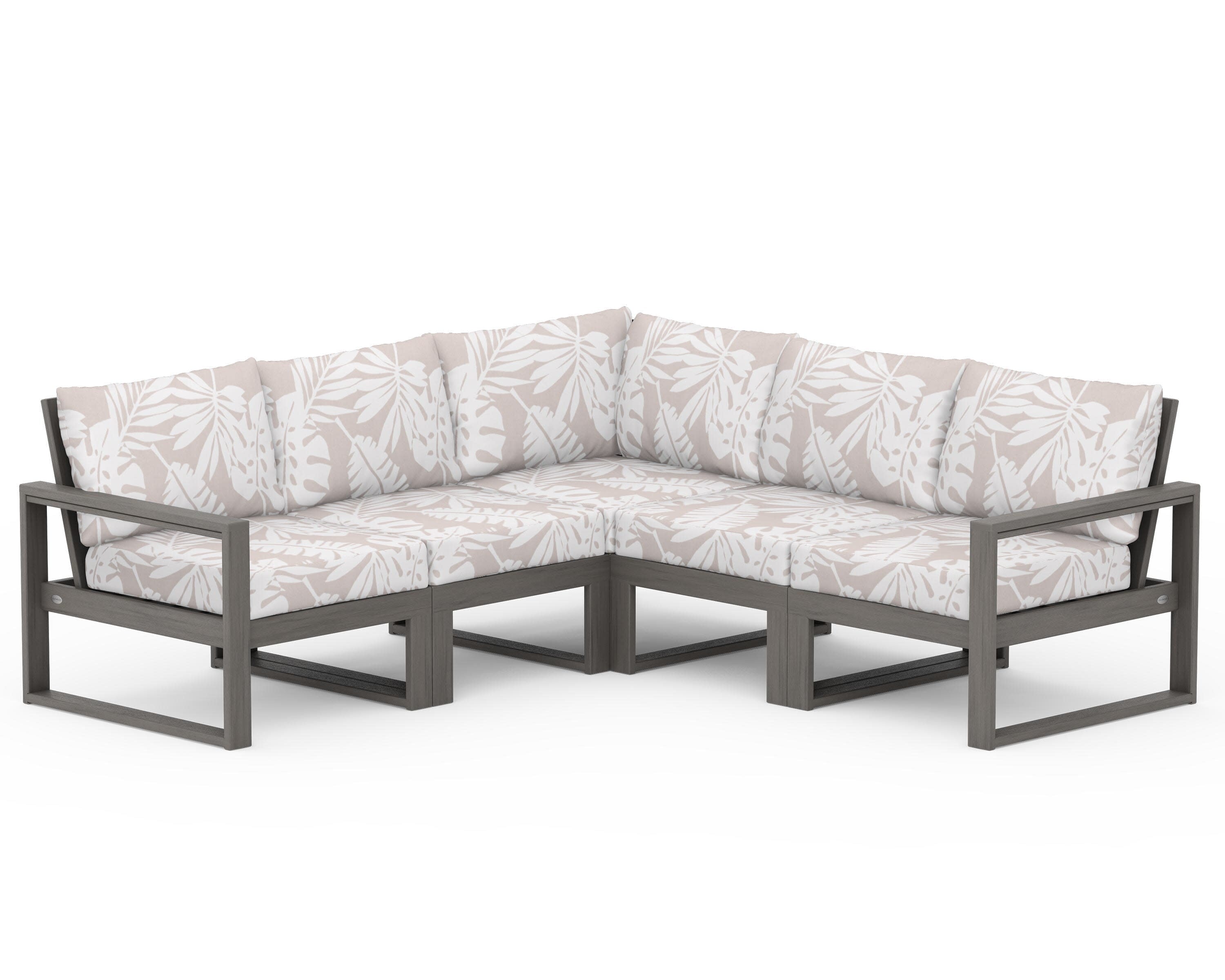EDGE 5-Piece Modular Deep Seating Set in Driftwood / Leaf Dune Burlap