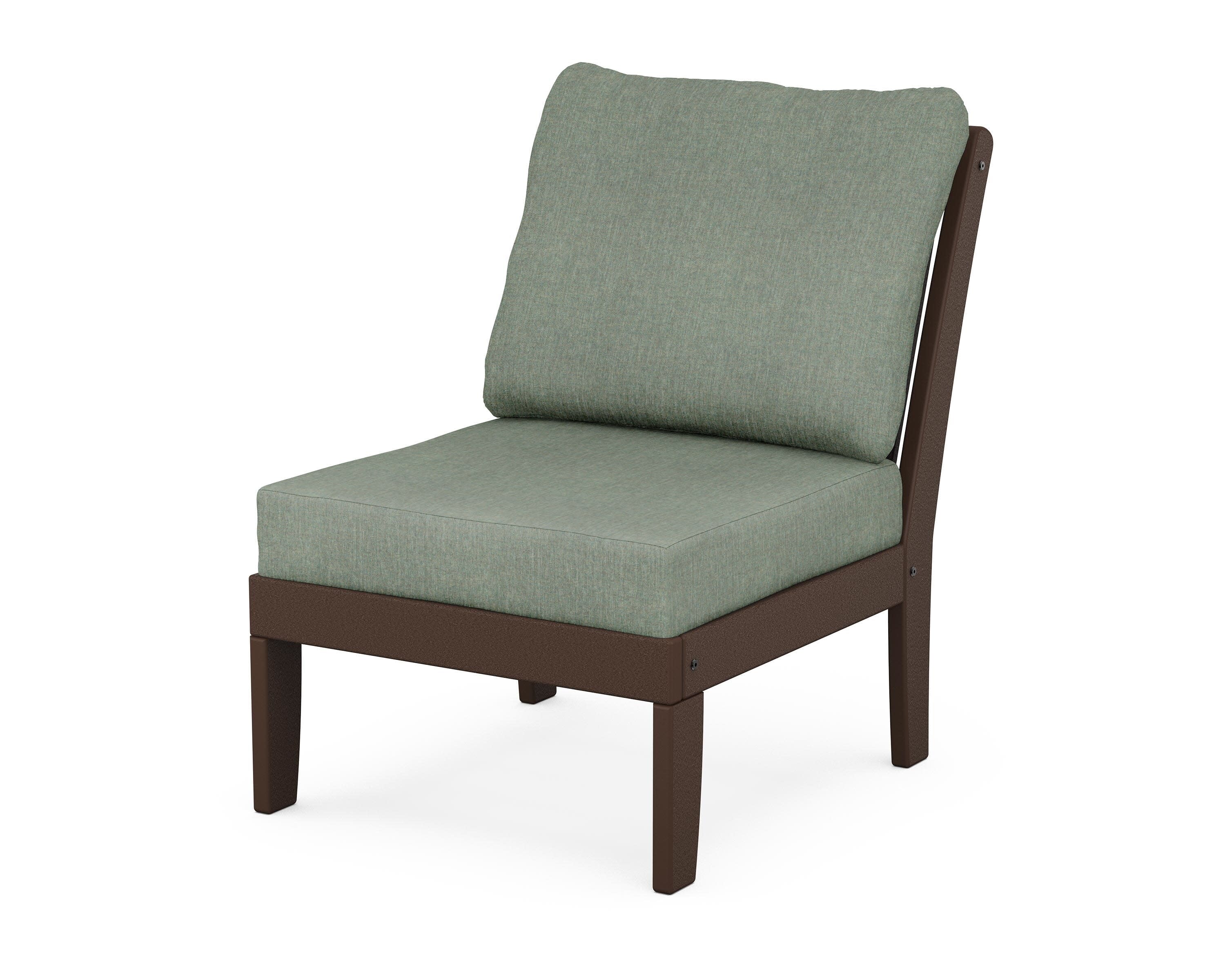 Braxton Modular Armless Chair in Mahogany / Cast Sage