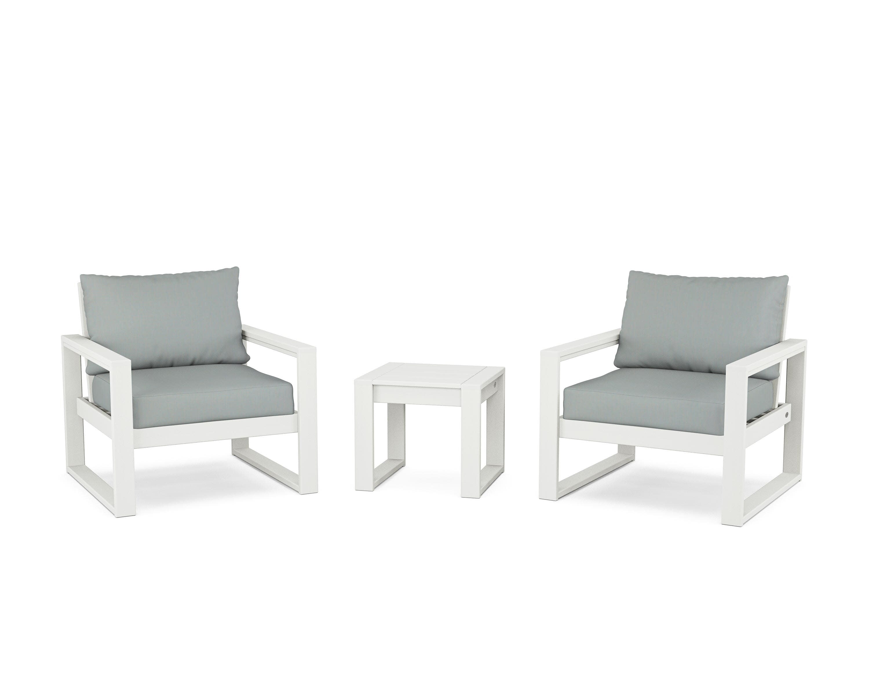 EDGE Sectional 3-Piece Deep Seating Set in Vintage White / Spa