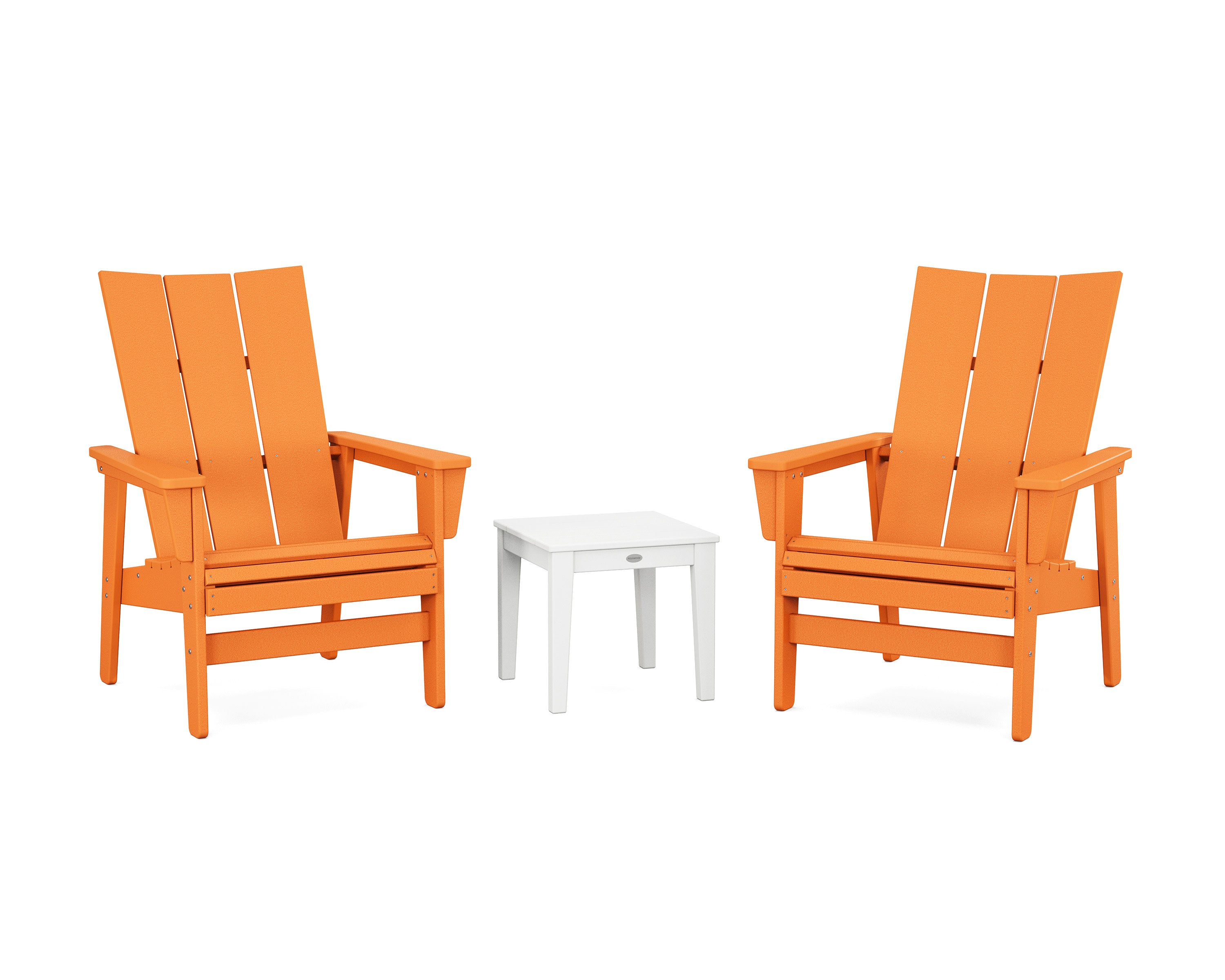 3-Piece Modern Grand Upright Adirondack Set in Tangerine / White