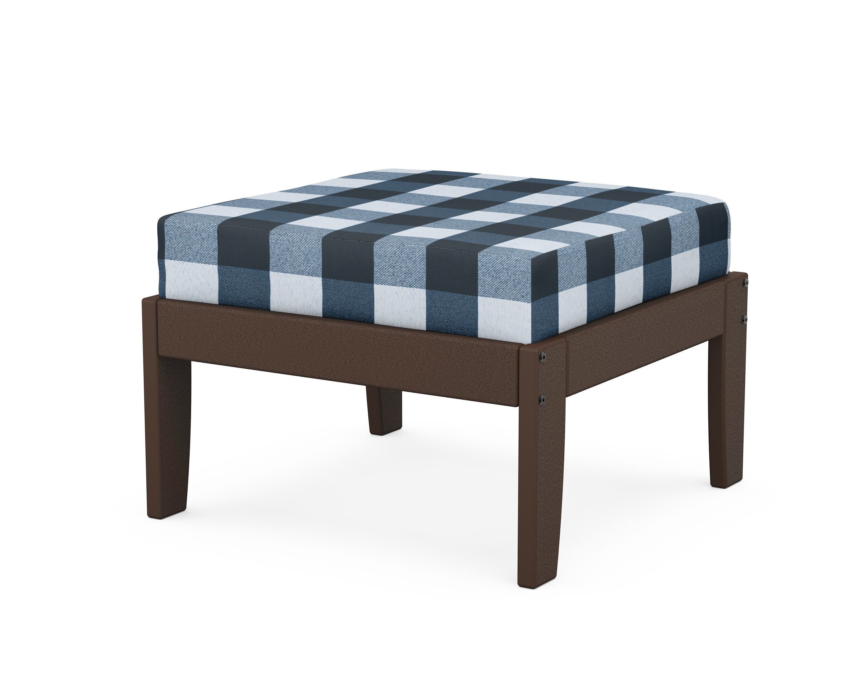 Modular Ottoman - Classic in Mahogany / Buffalo Plaid Marine Indigo