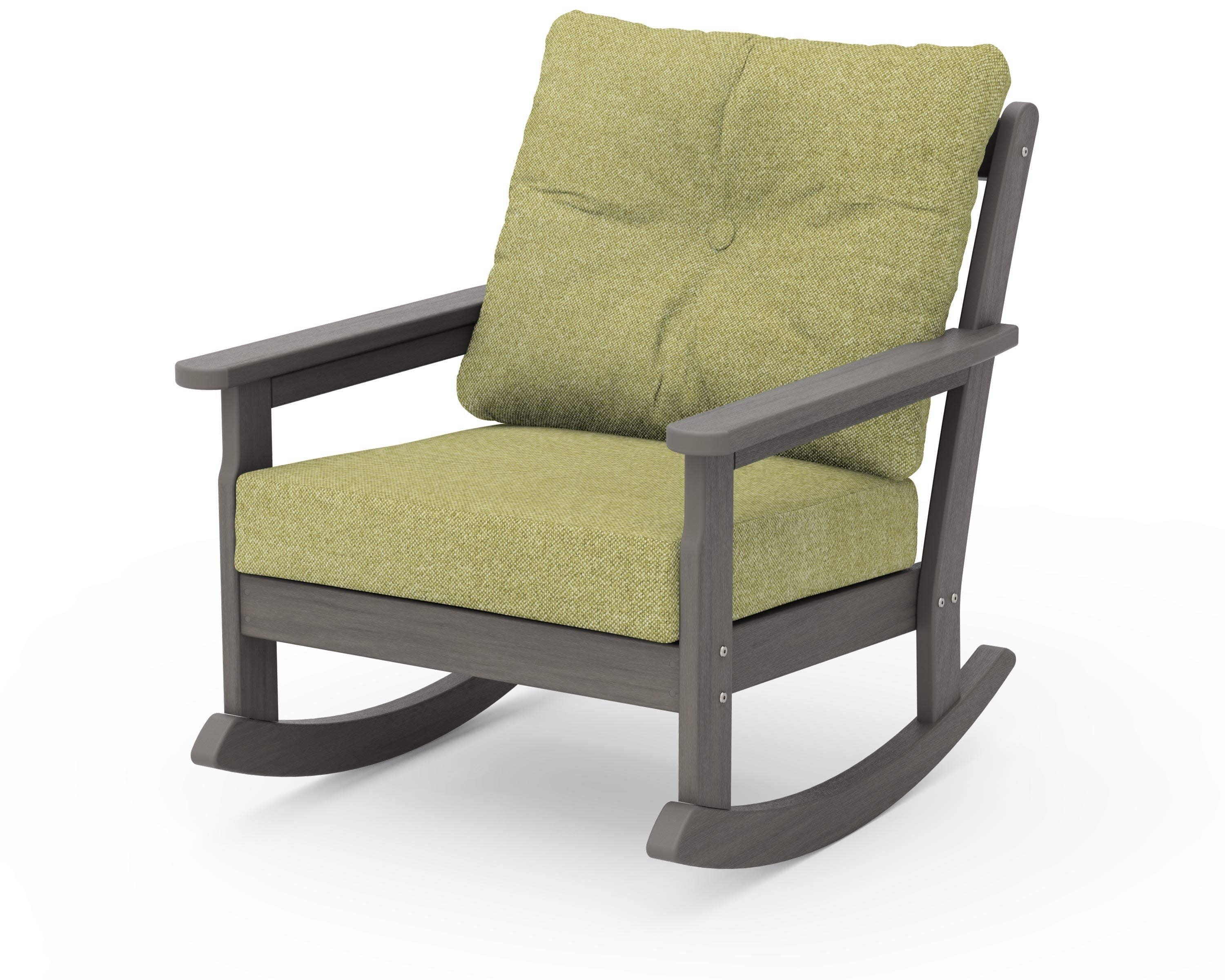 Vineyard Deep Seating Rocking Chair in Driftwood / Chartreuse Boucle