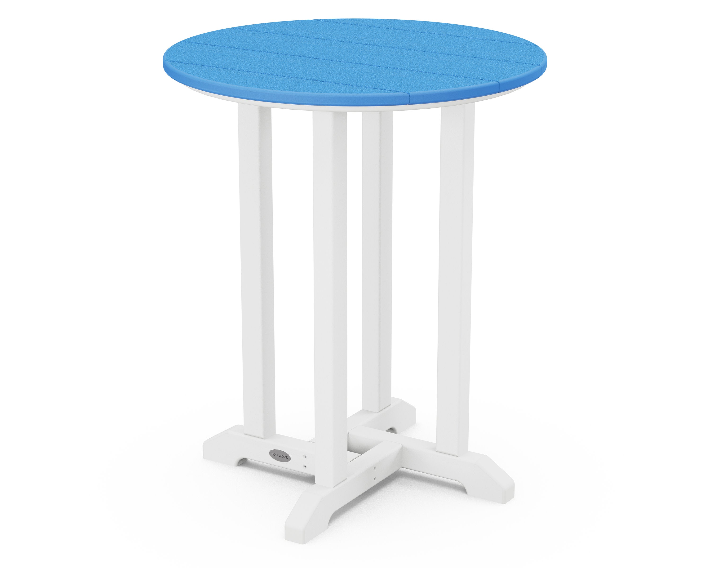 Contempo 24" Round Dining Table in White / Pacific Blue