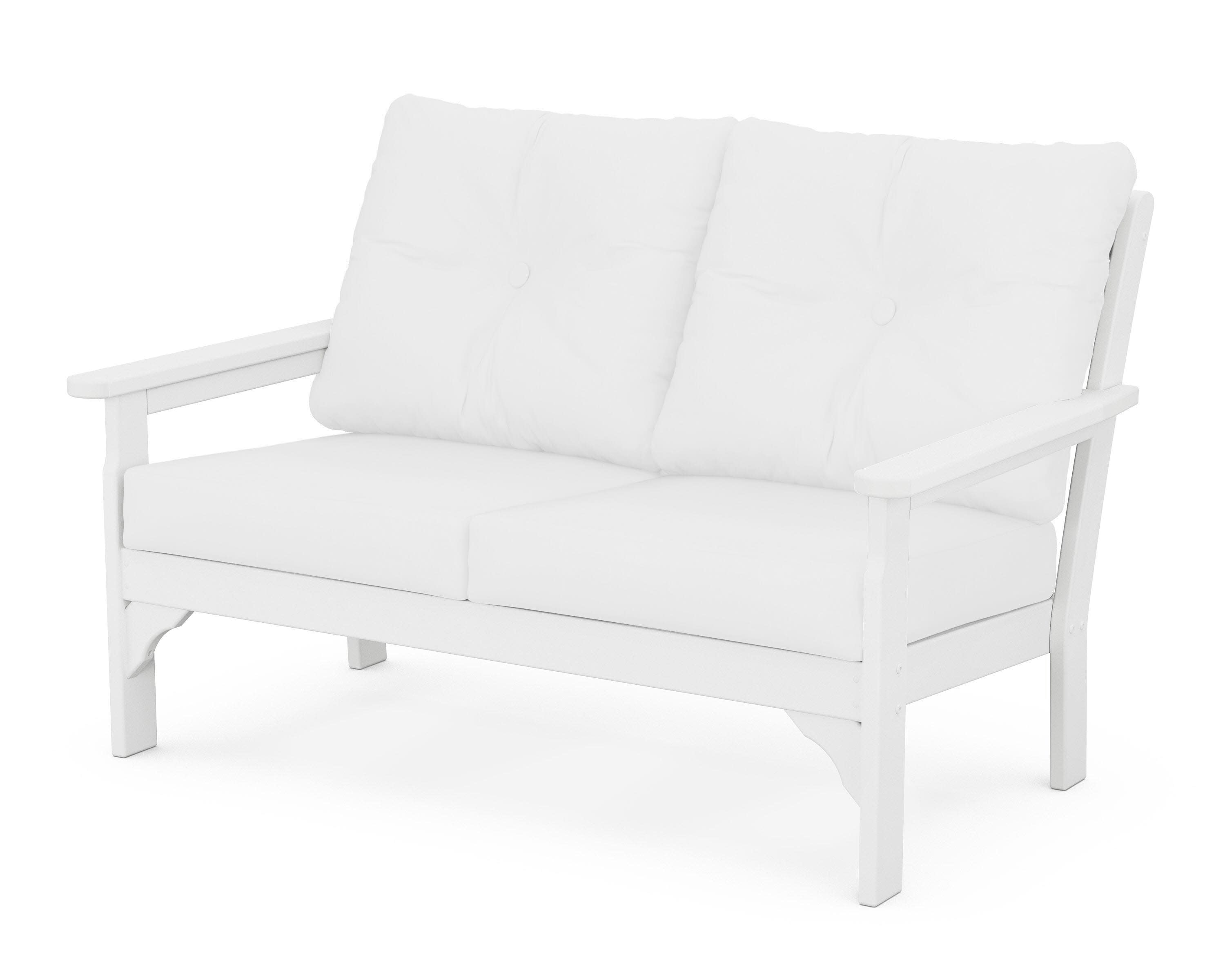 Vineyard Deep Seating Loveseat in White / Natural