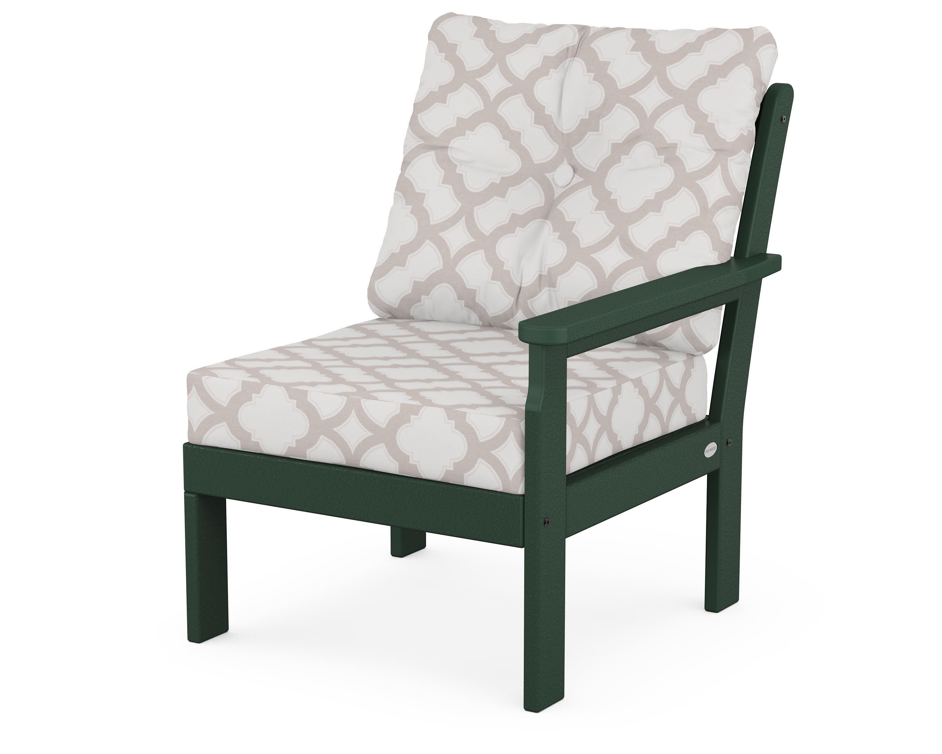 Vineyard Modular Right Arm Chair in Green / Trellis Dune Burlap