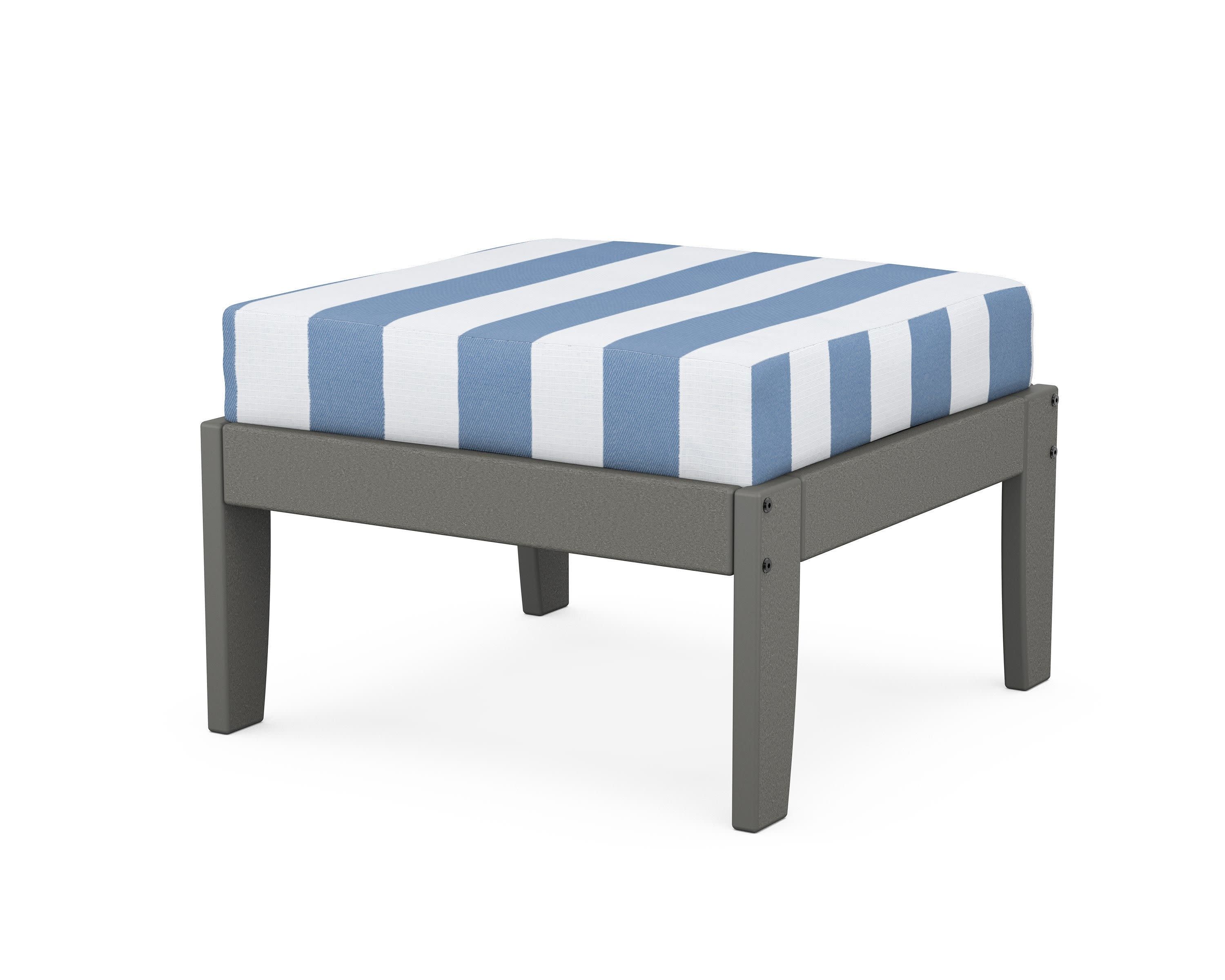 Modular Ottoman - Classic in Slate Grey / Cabana Stripe Sky Blue
