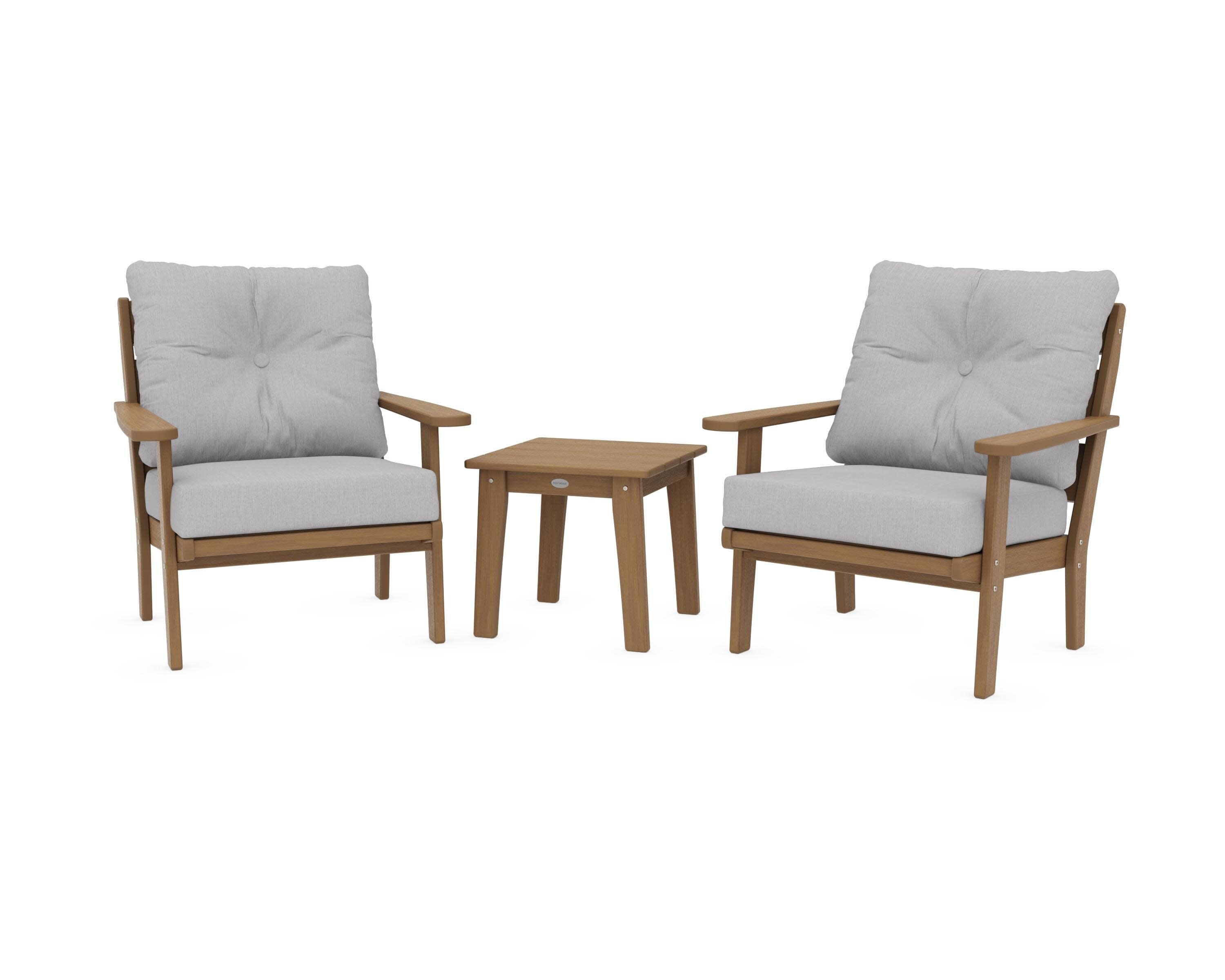 Lakeside 3-Piece Deep Seating Chair Set in Natural / Granite