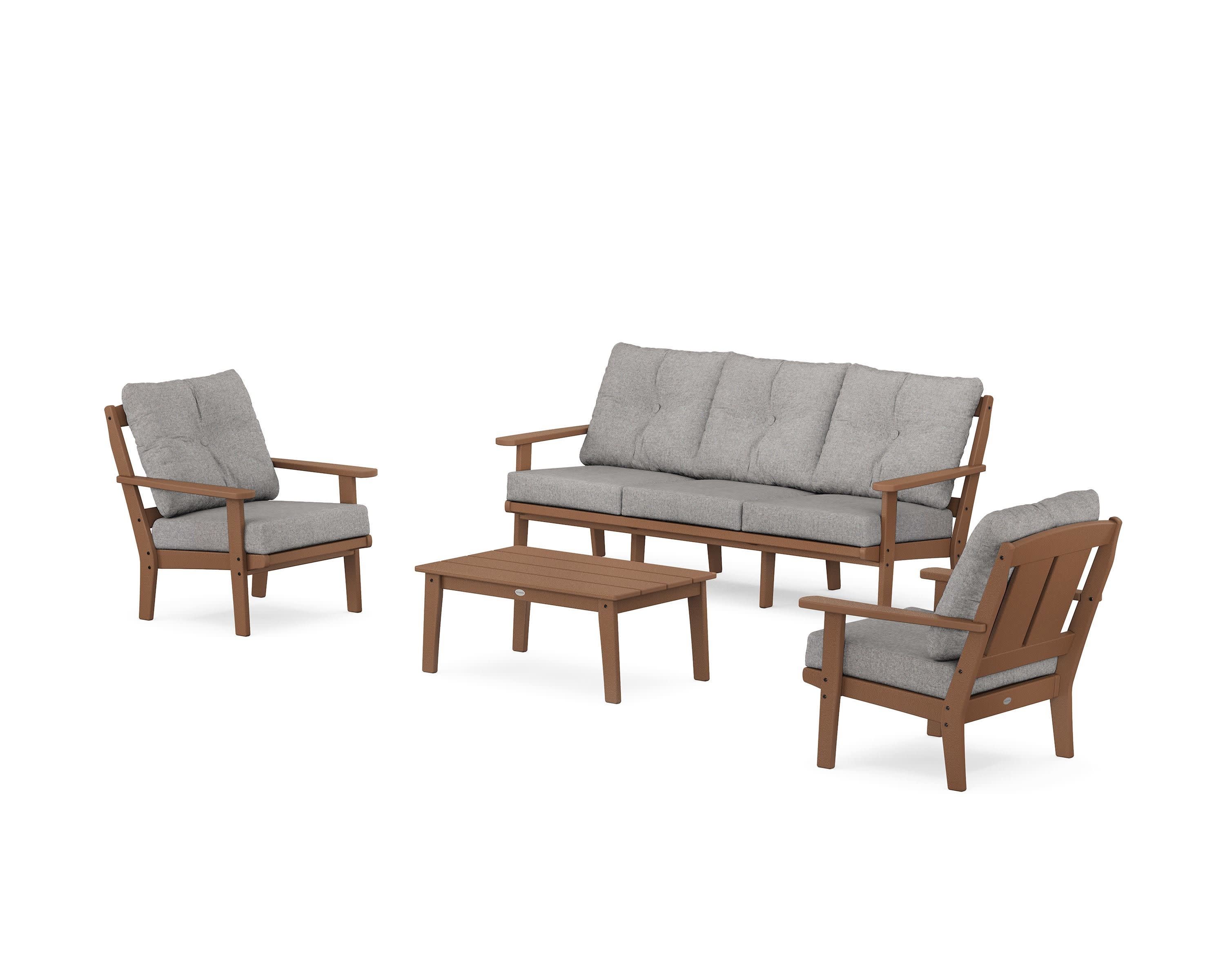 Mission 4-Piece Deep Seating Set with Sofa in Teak / Grey Mist