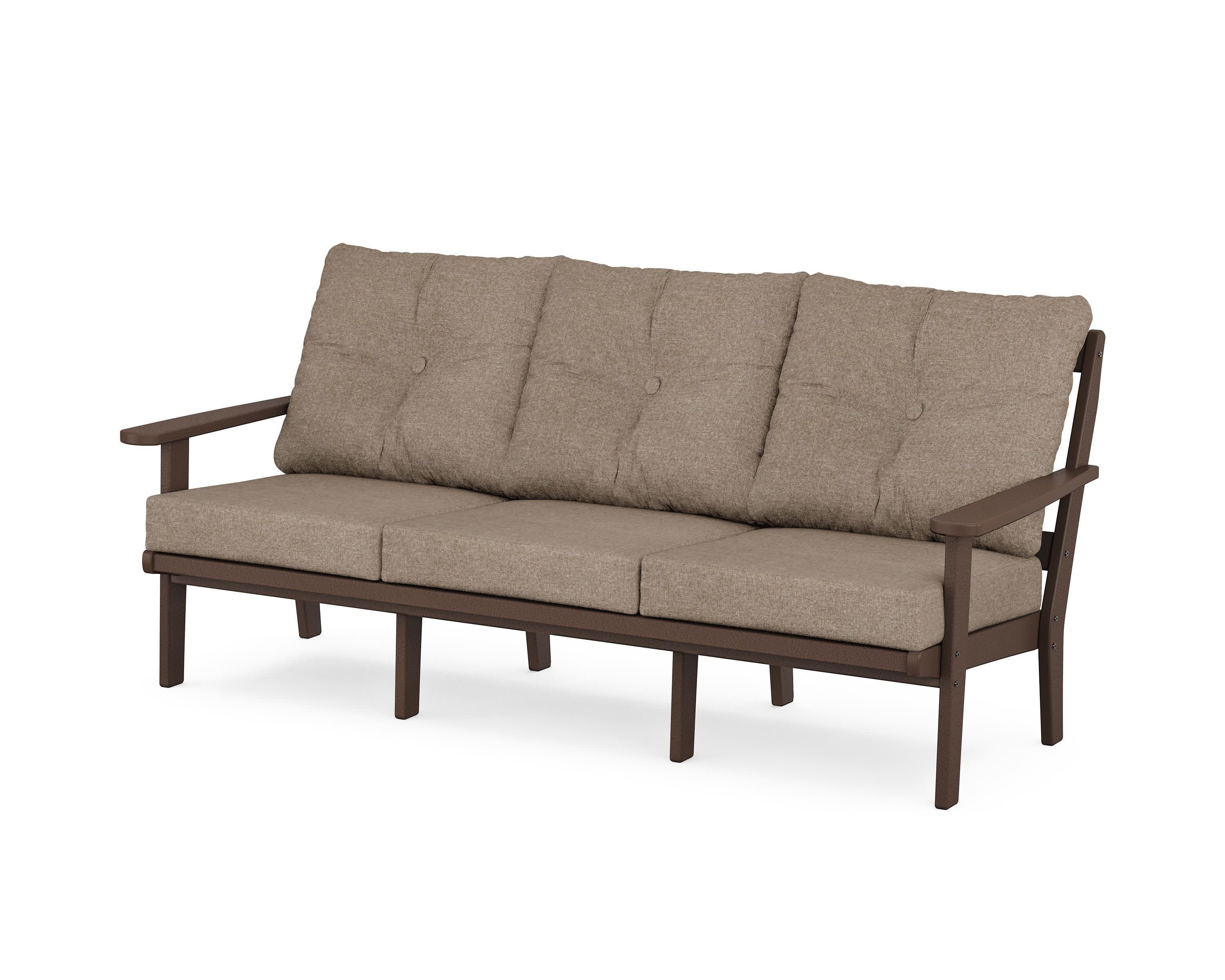 Mission Deep Seating Sofa in Mahogany / Spiced Burlap