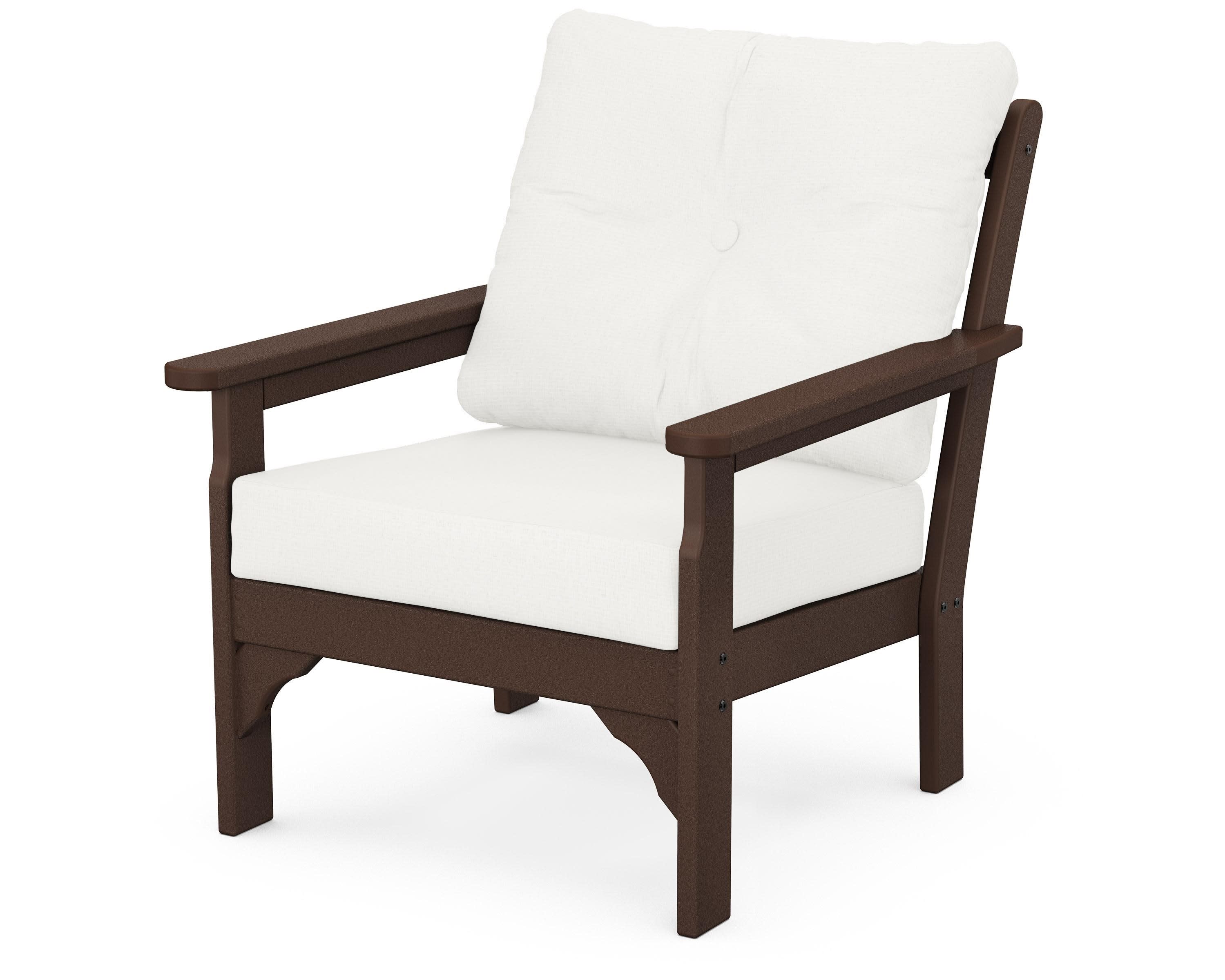 Vineyard Deep Seating Chair in Mahogany / Natural Linen