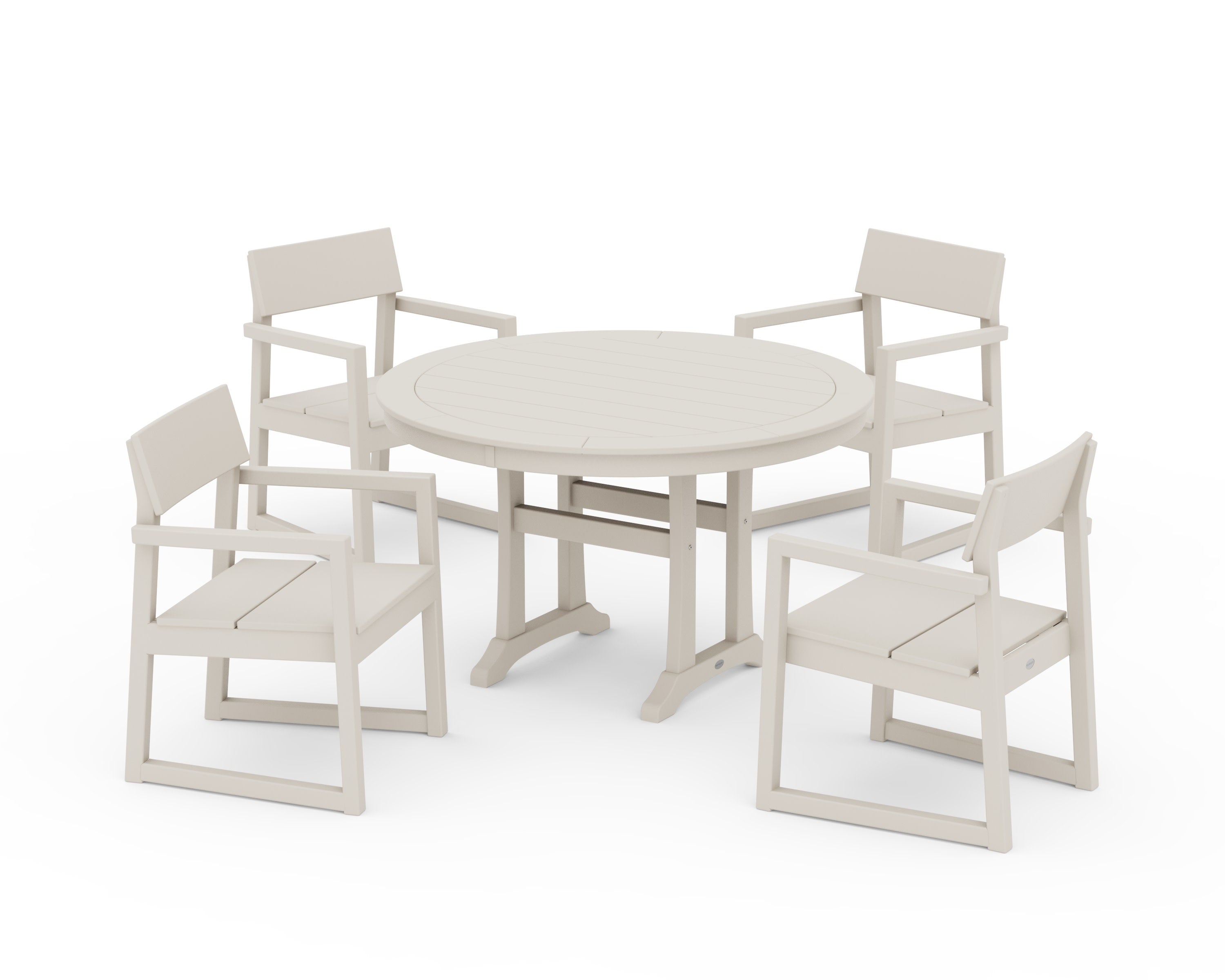 EDGE 5-Piece Round Dining Set with Trestle Legs in Sand