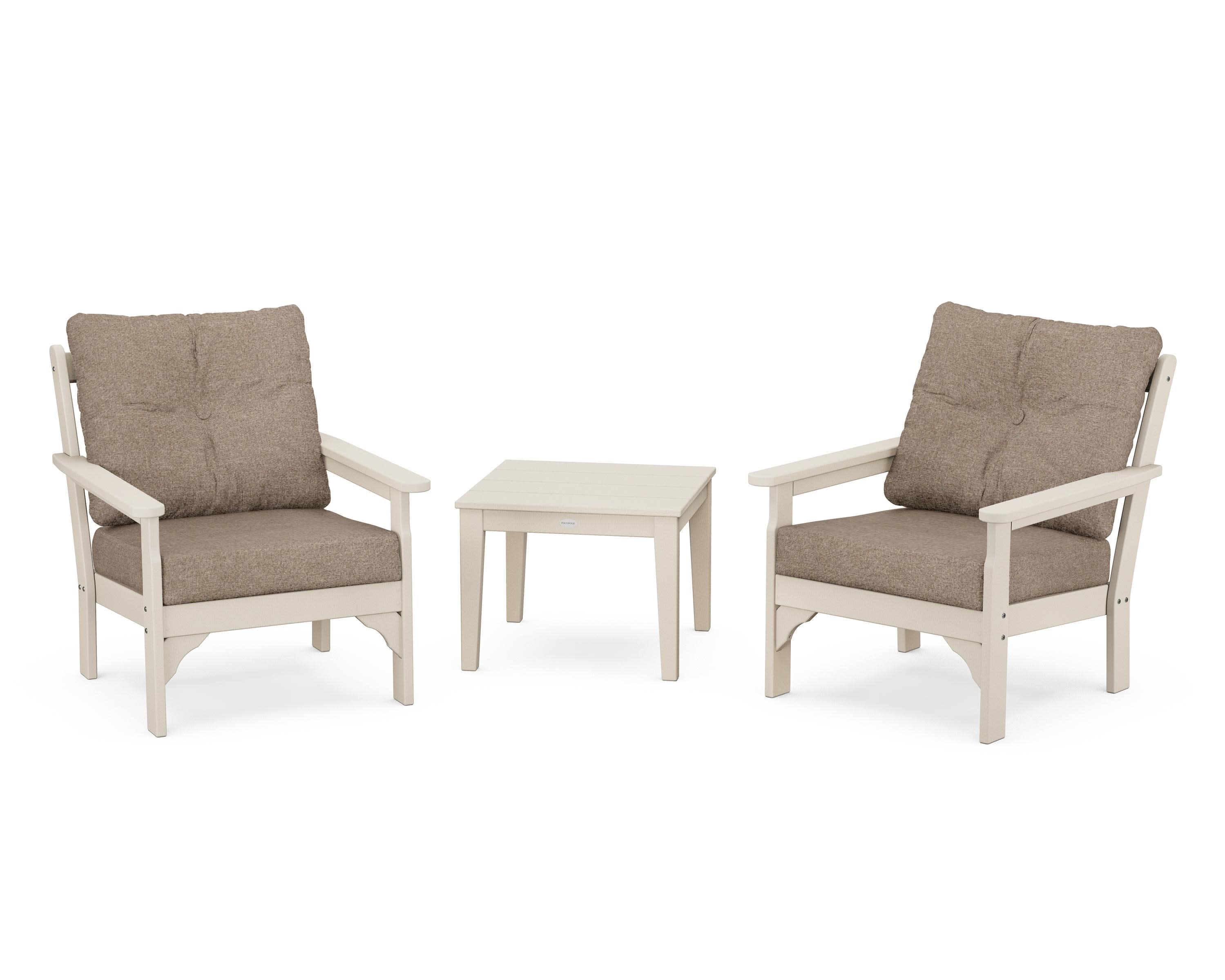 Vineyard 3-Piece Deep Seating Set in Sand / Spiced Burlap