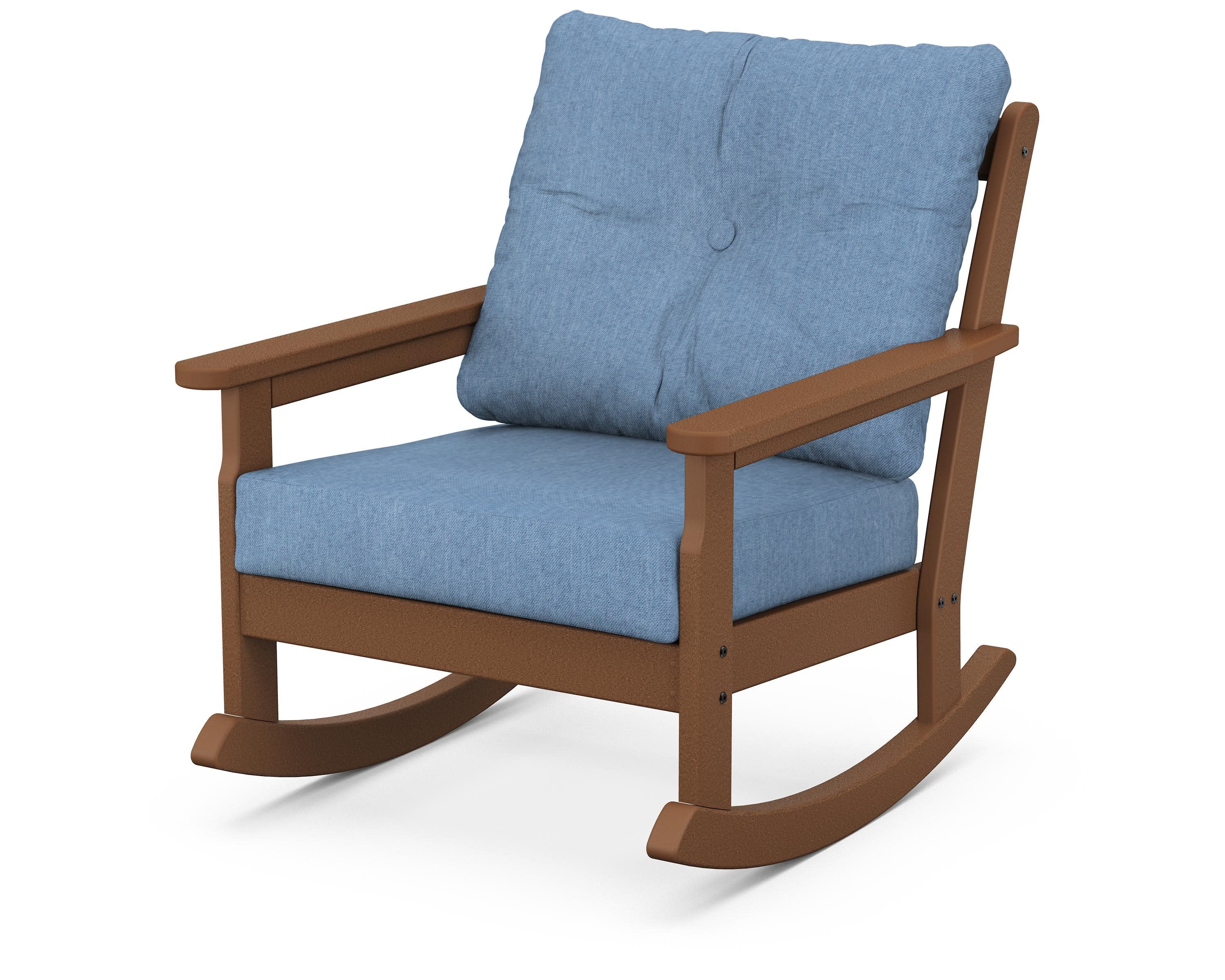 Vineyard Deep Seating Rocking Chair in Teak / Sky Blue