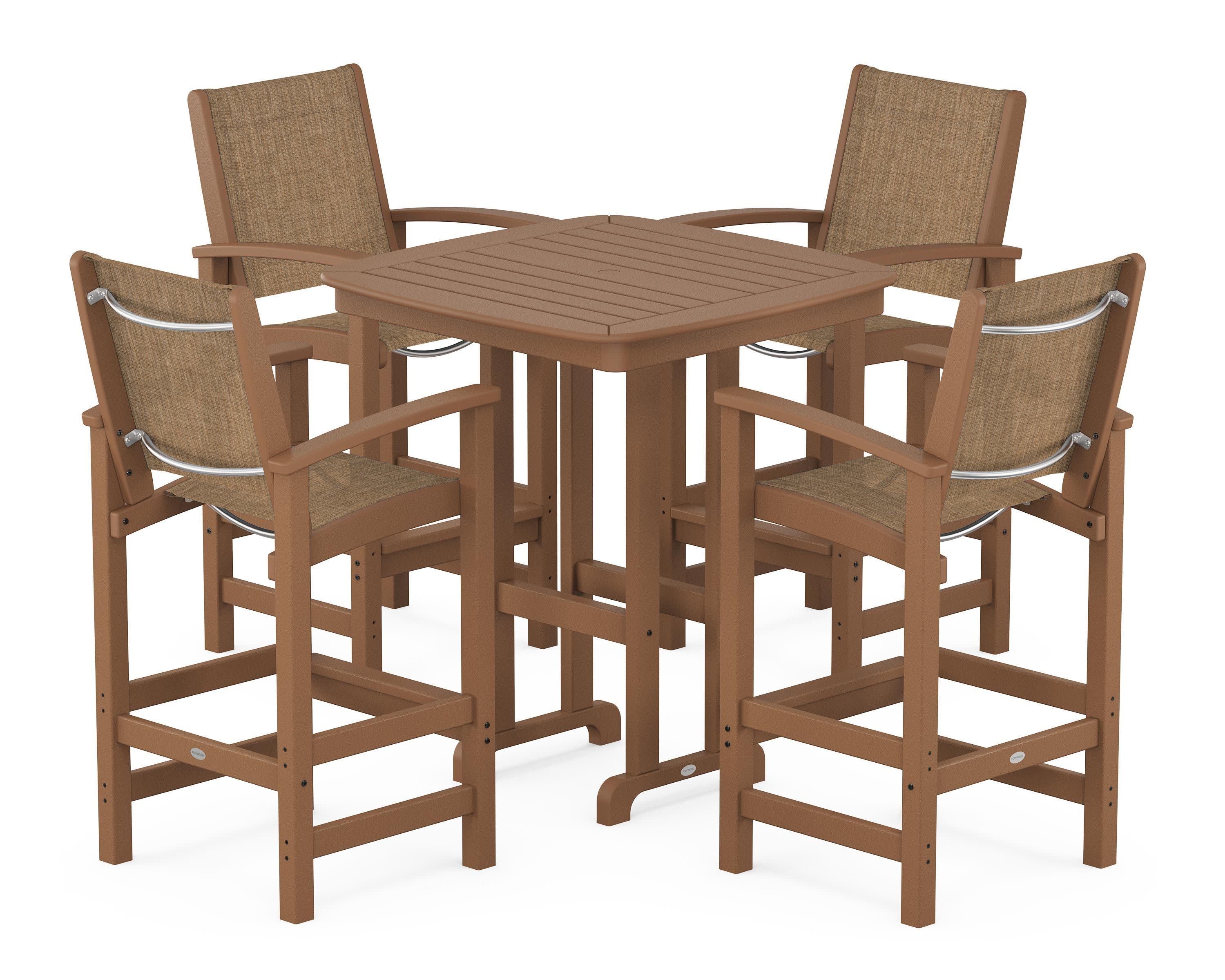 Coastal 5-Piece Bar Set in Teak / Burlap Sling