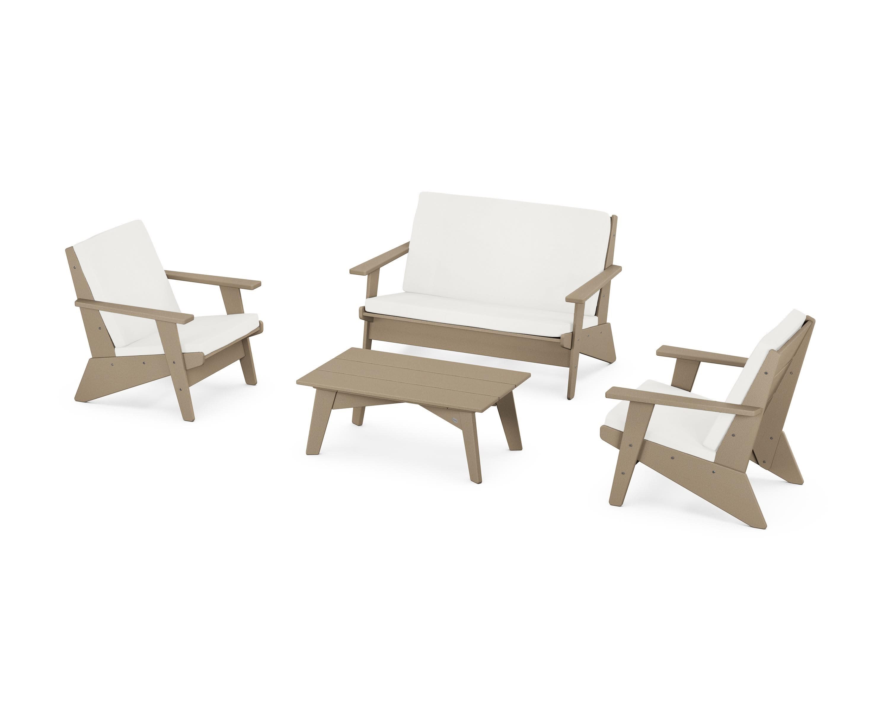 Riviera Modern Lounge 4-Piece Set in Vintage Sahara / Natural Linen