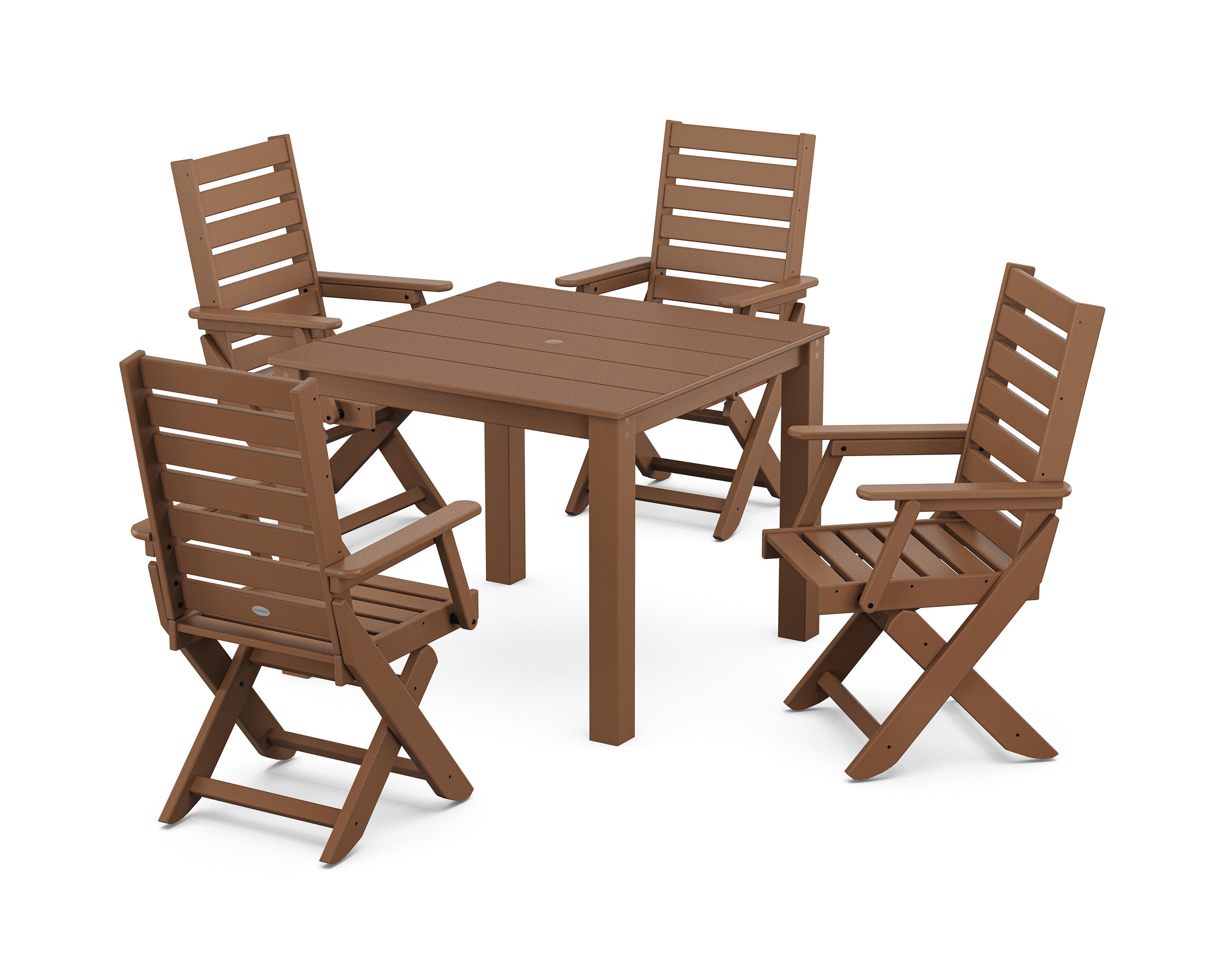 Captain Folding Chair 5-Piece Parsons Dining Set in Teak