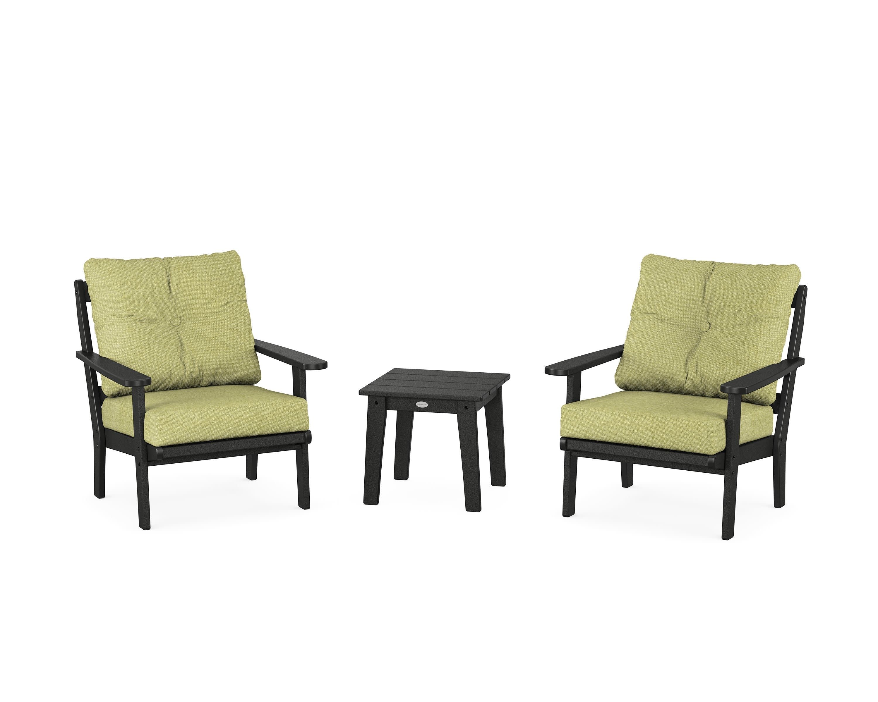 Mission 3-Piece Deep Seating Set in Black / Chartreuse Boucle