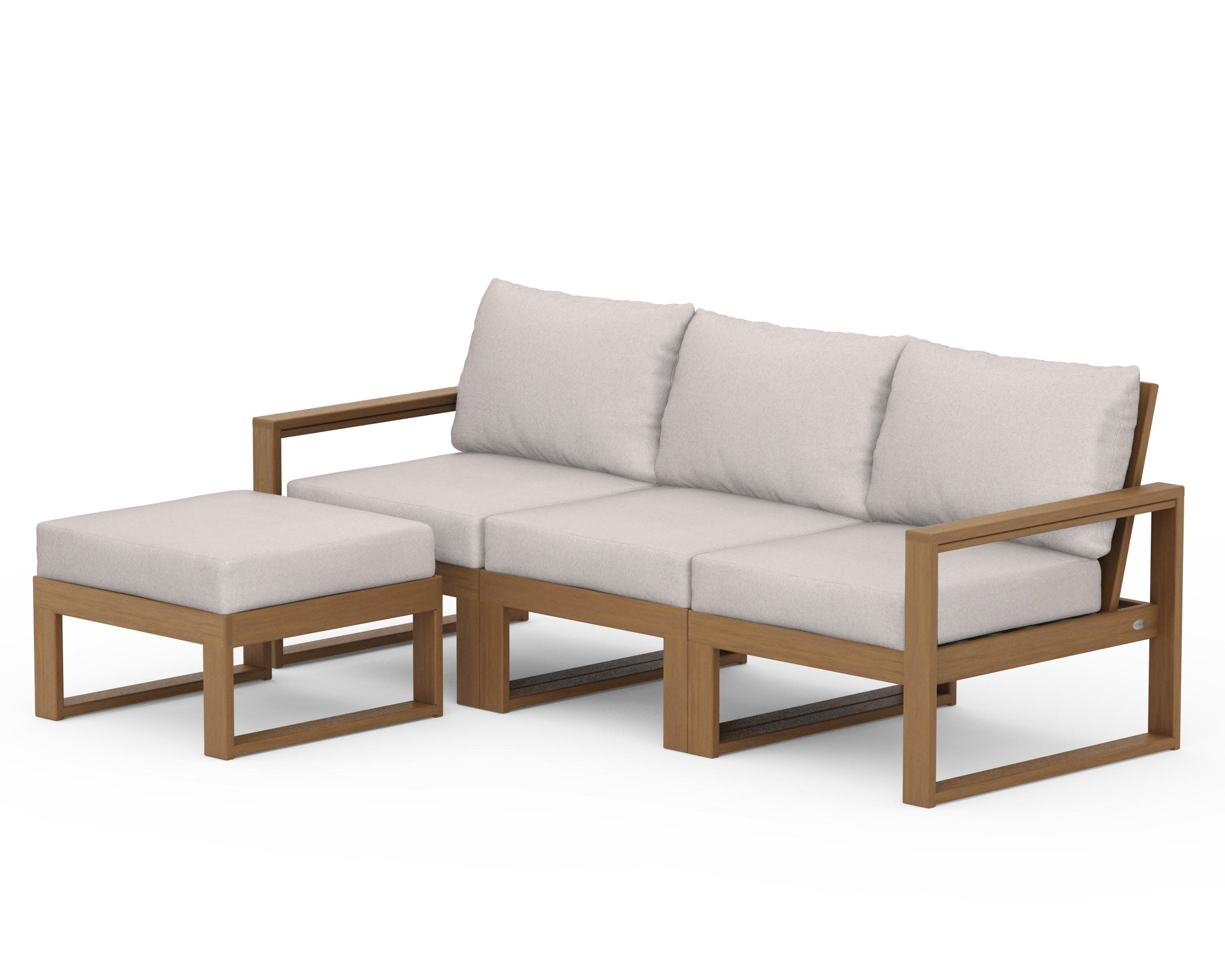 EDGE 4-Piece Modular Deep Seating Set with Ottoman in Natural / Dune Burlap