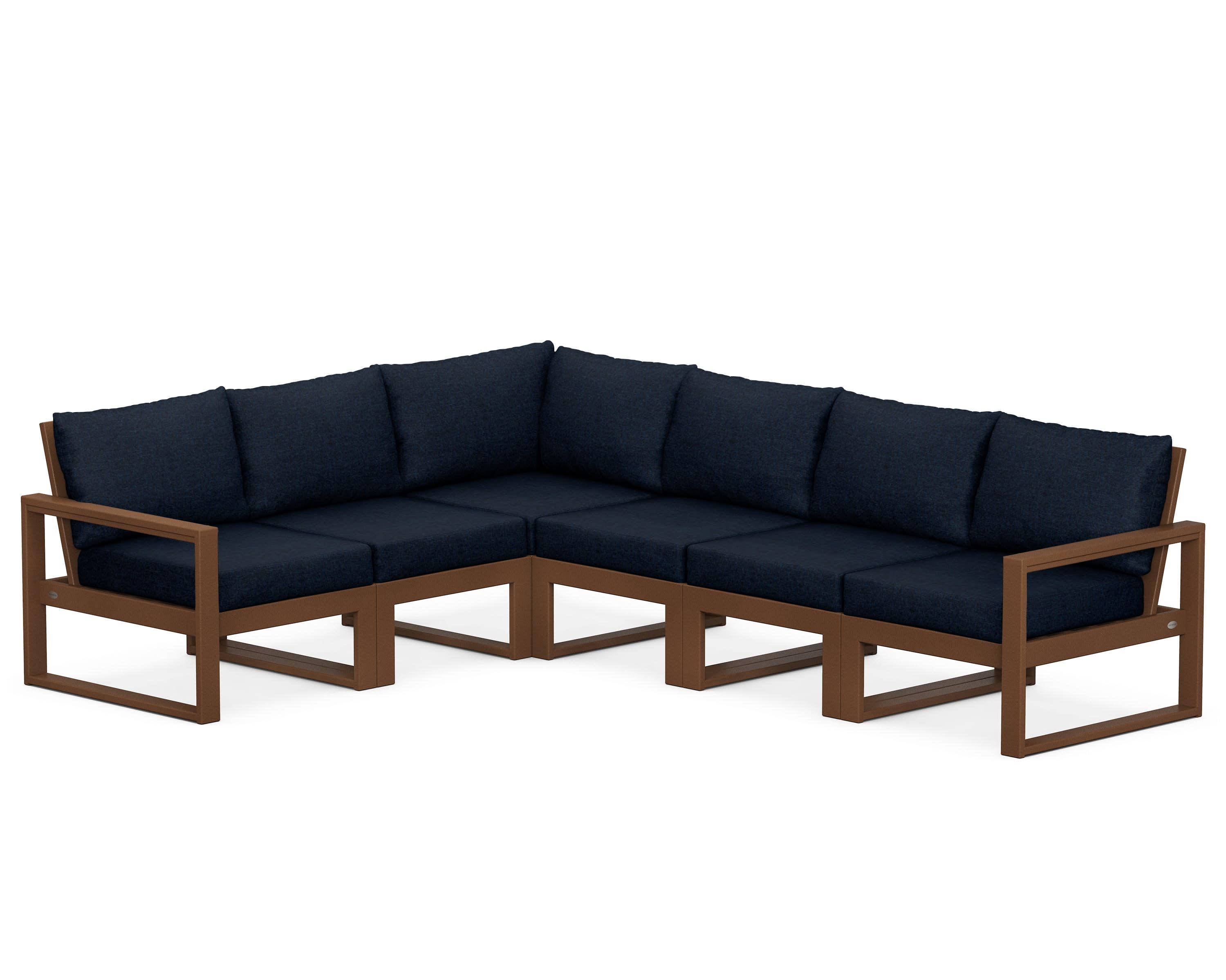 EDGE 6-Piece Modular Deep Seating Set in Teak / Marine Indigo
