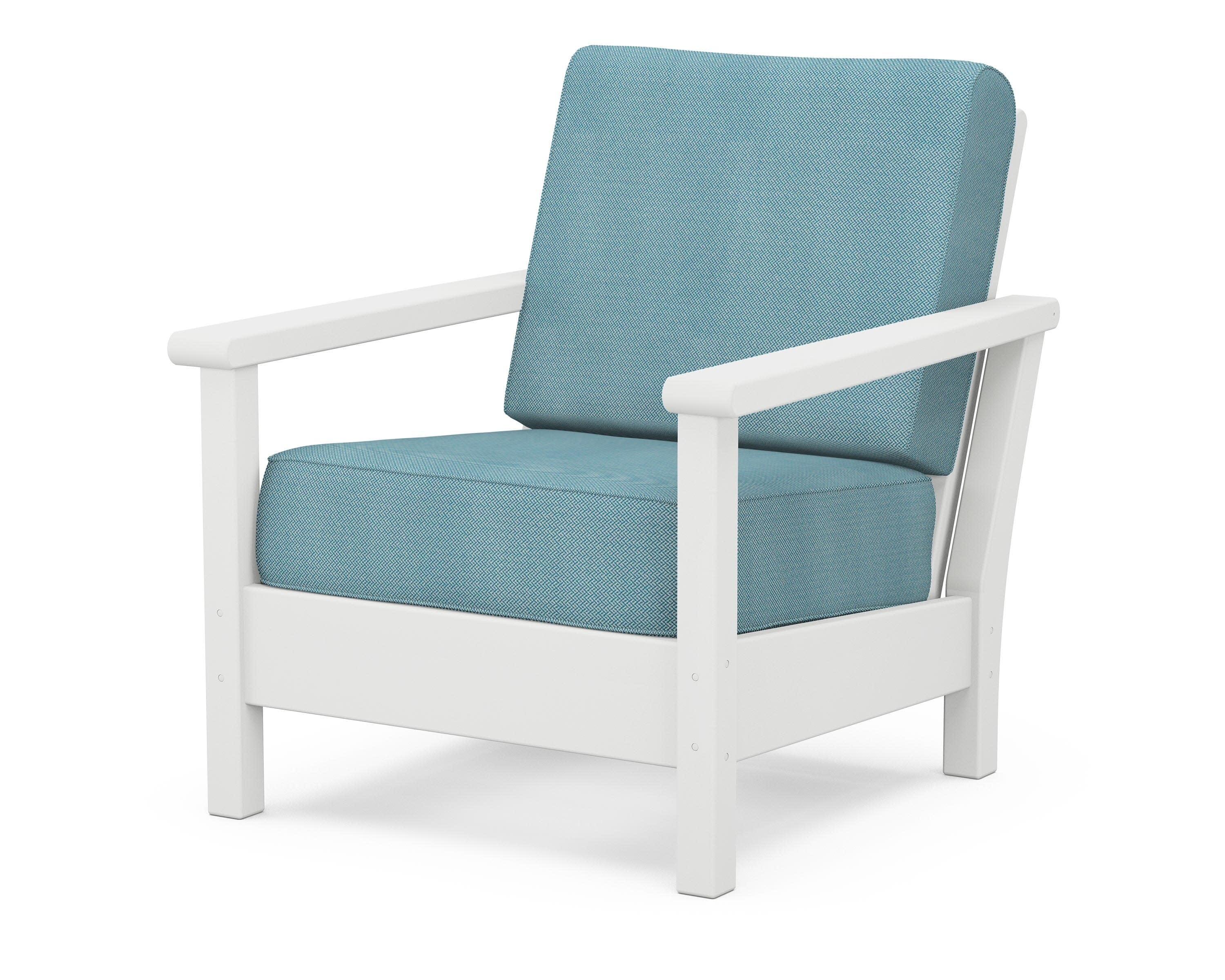 Harbour Deep Seating Chair in White / Lattice Sky Blue