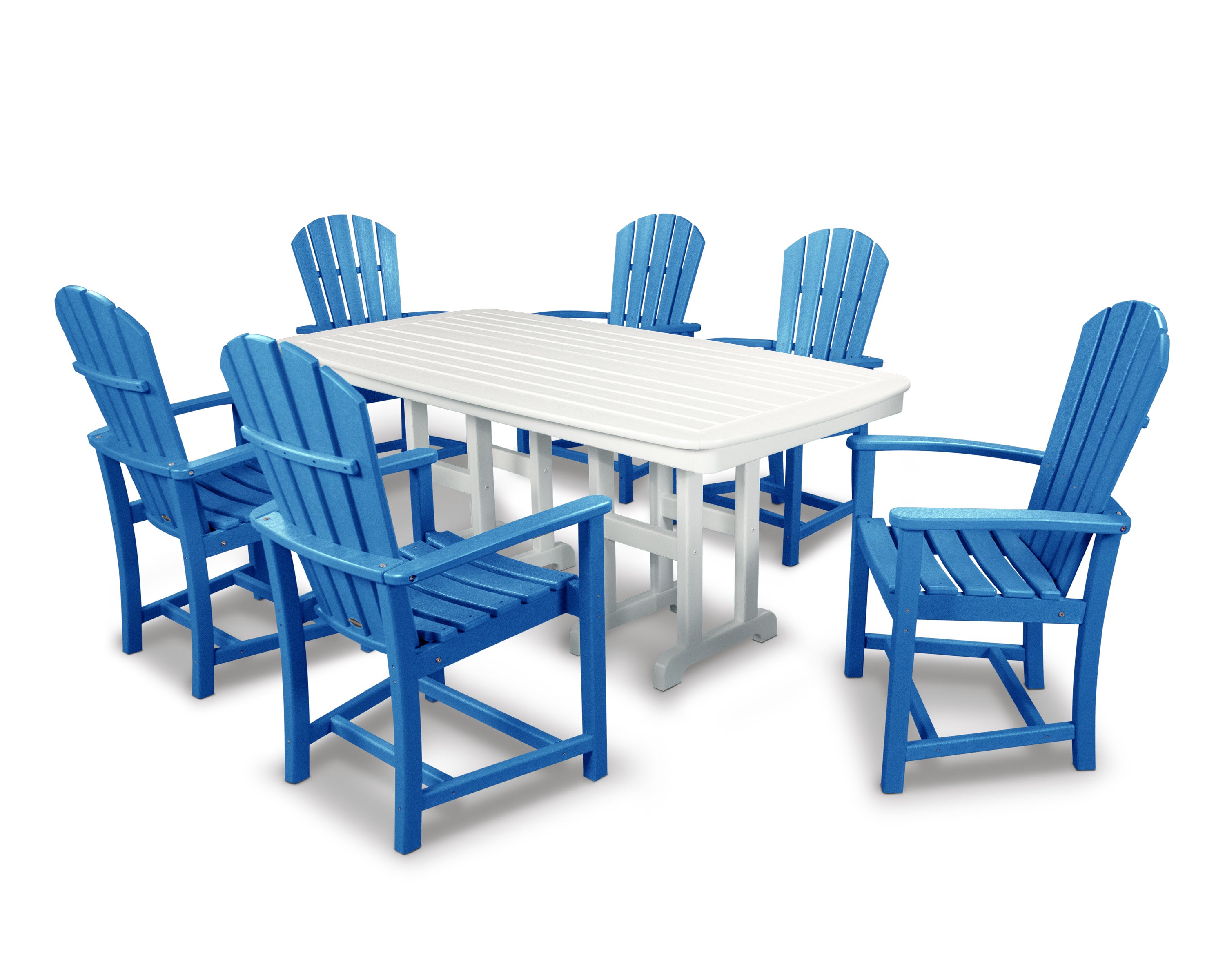 Palm Coast 7-Piece Dining Set in Pacific Blue / White